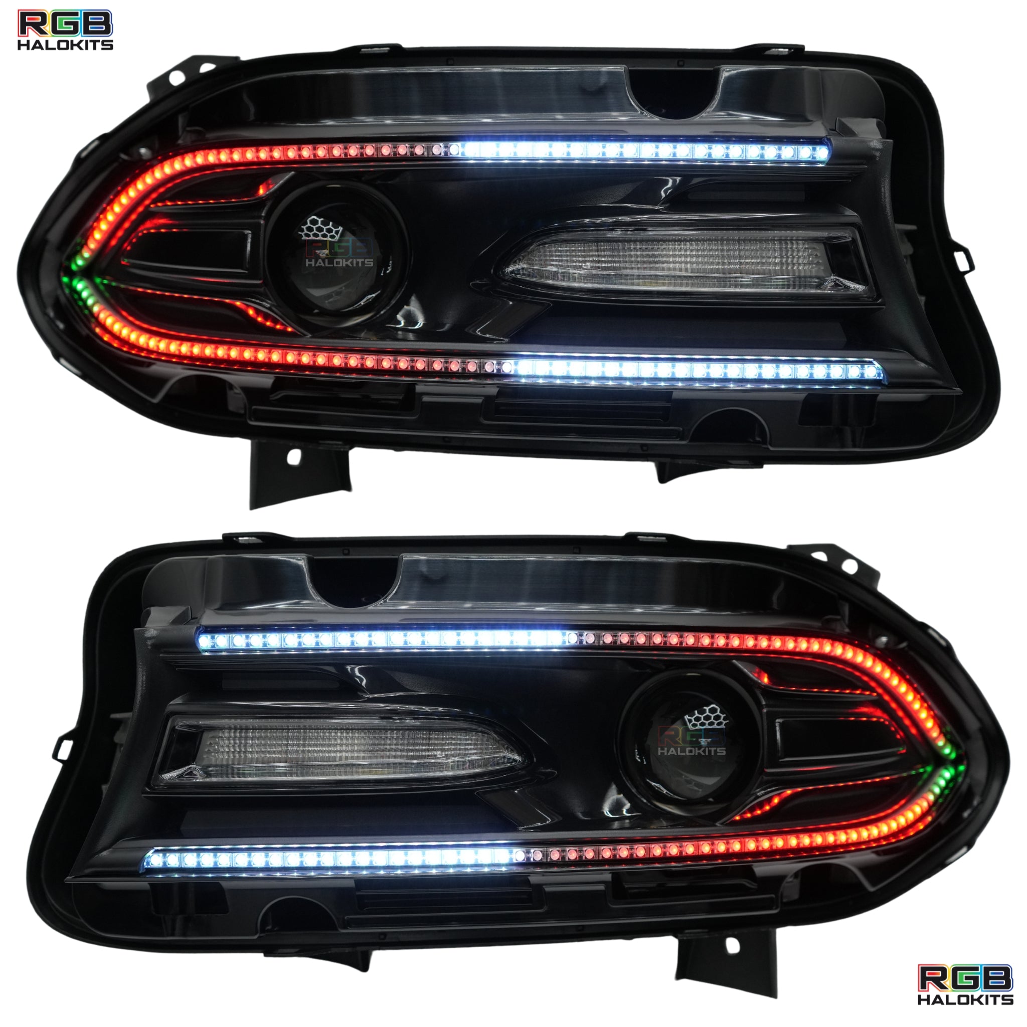 Dodge Charger: Multicolor Headlights (2015-2023) – Custom Multicolor LED Lighting by RGB Halo Kits