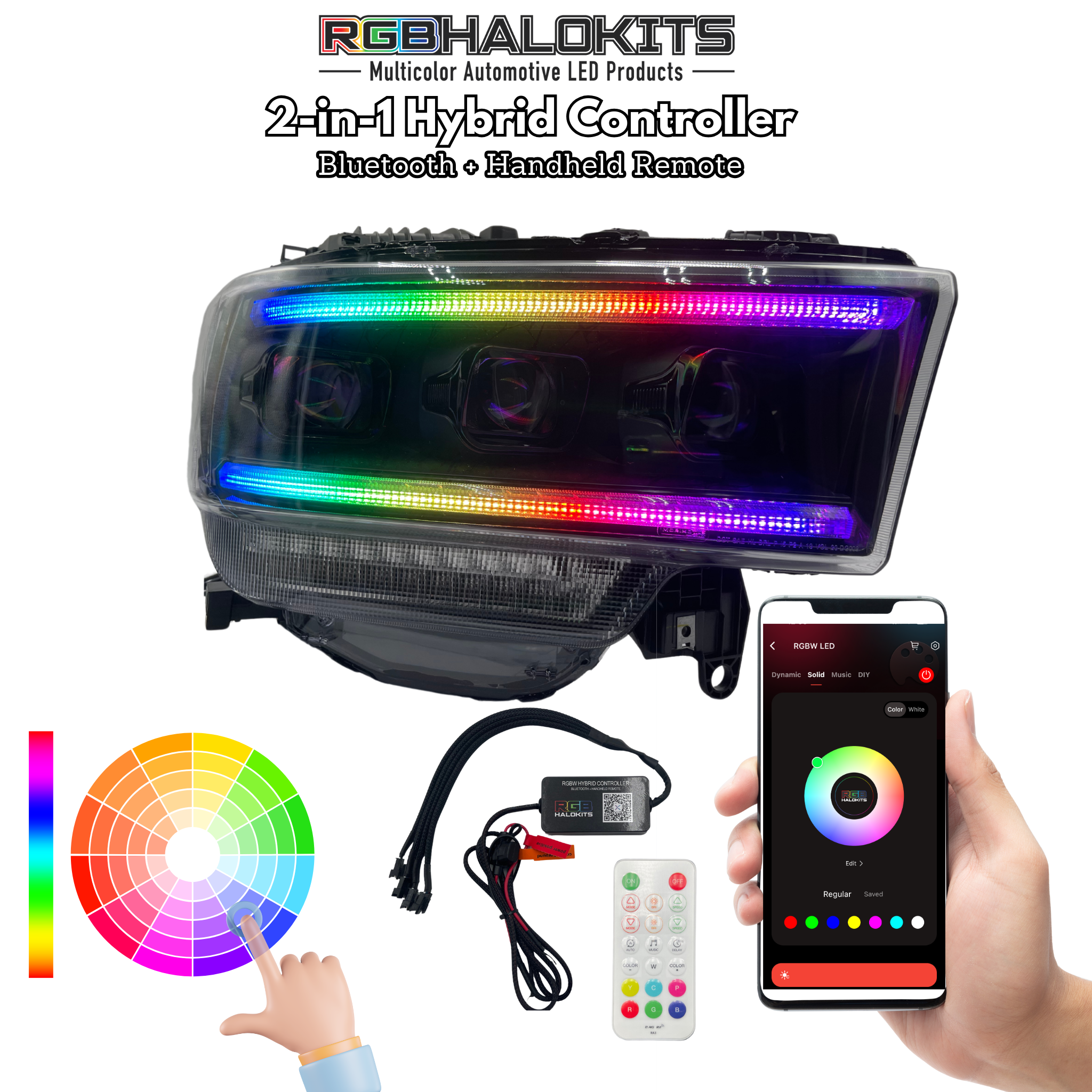 Ram HD: Multicolor Flow Series Headlights (2019-2023) | XB Morimoto – Custom Multicolor LED Lighting by RGB Halo Kits