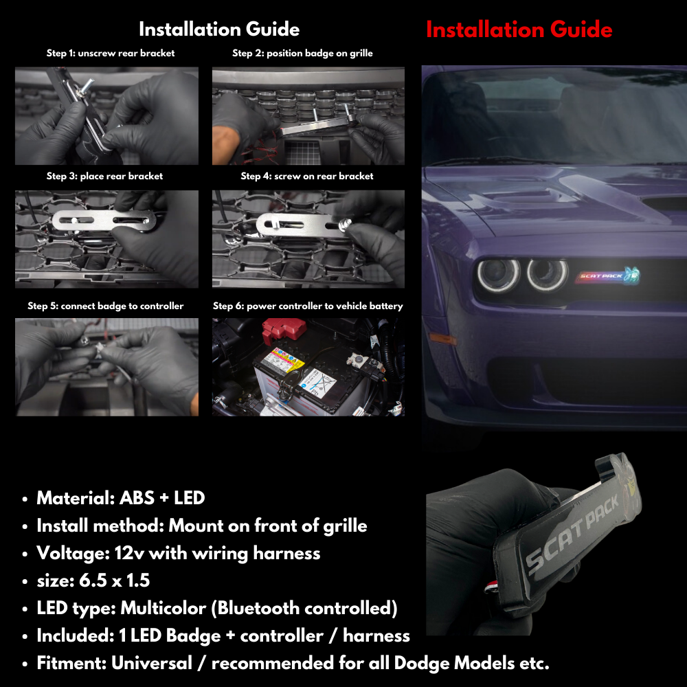 Scatpack LED Emblem Badge (Multicolor Flow) – Custom Multicolor LED Lighting by RGB Halo Kits