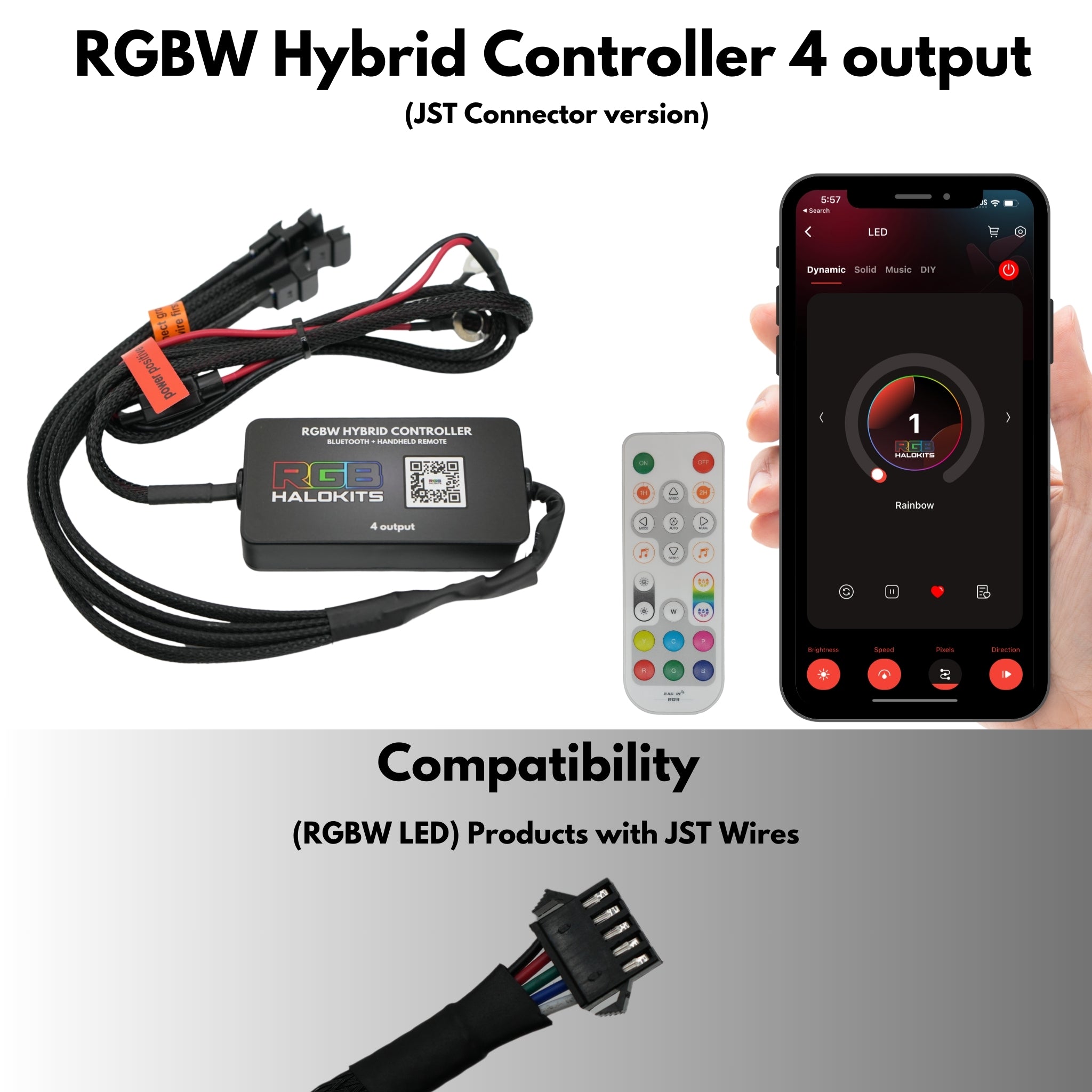 Hybrid LED Controller (Bluetooth + Handheld) – Custom Multicolor LED Lighting by RGB Halo Kits