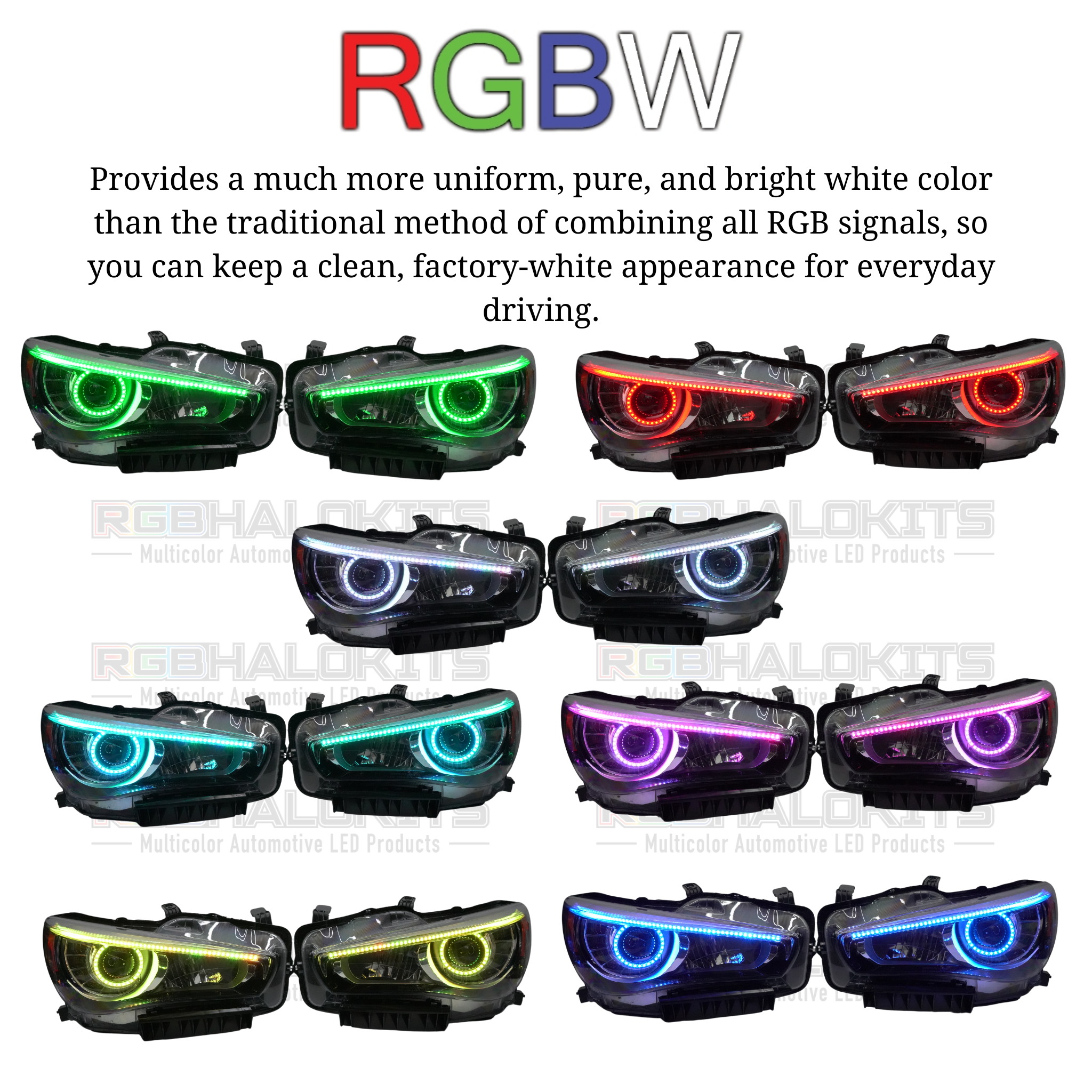 Infiniti Q50: Multicolor Headlights (2014-2024) – Custom Multicolor LED Lighting by RGB Halo Kits