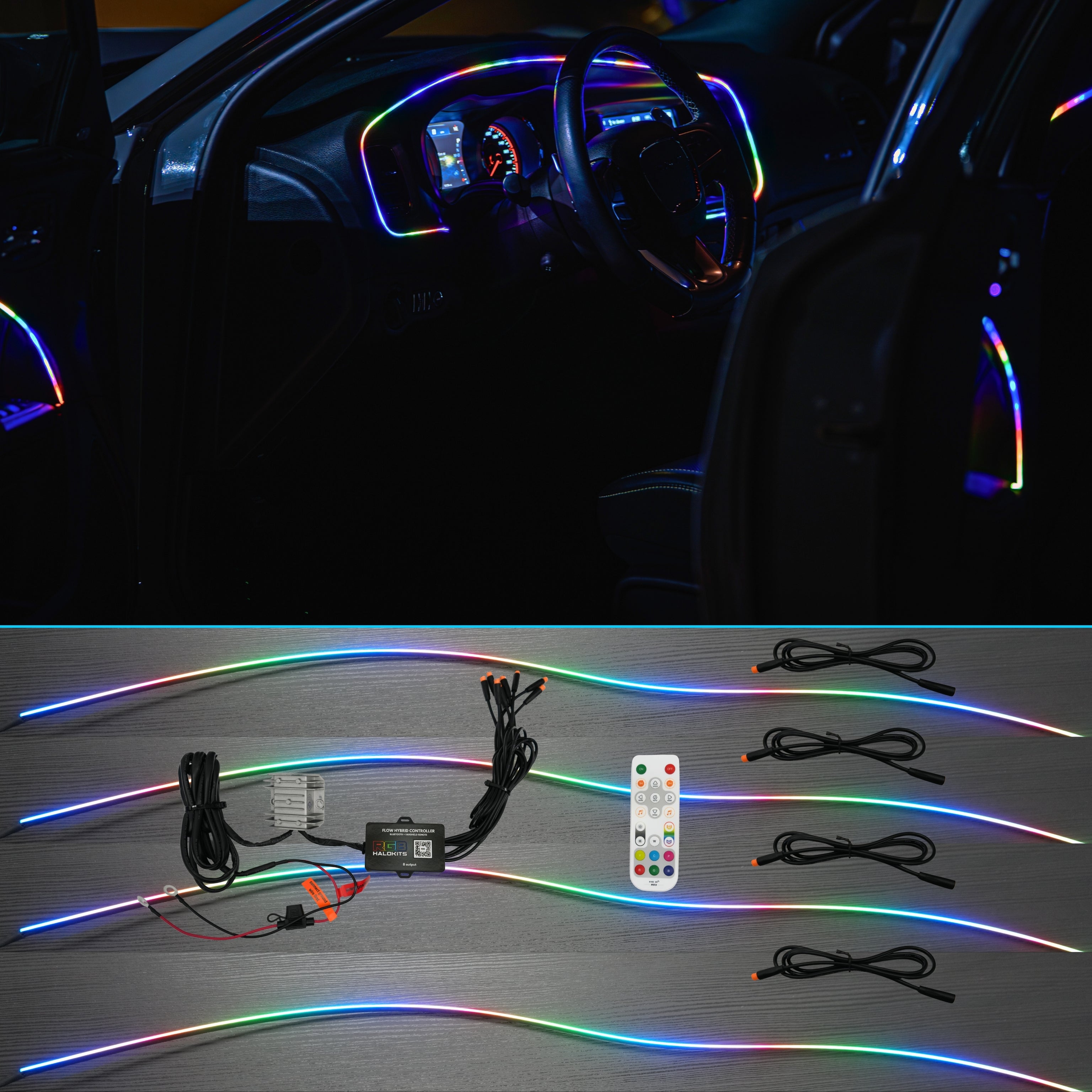 Flow Series Interior Trim Light Kit | 2–8pc Custom Setup – Custom Multicolor LED Lighting by RGB Halo Kits