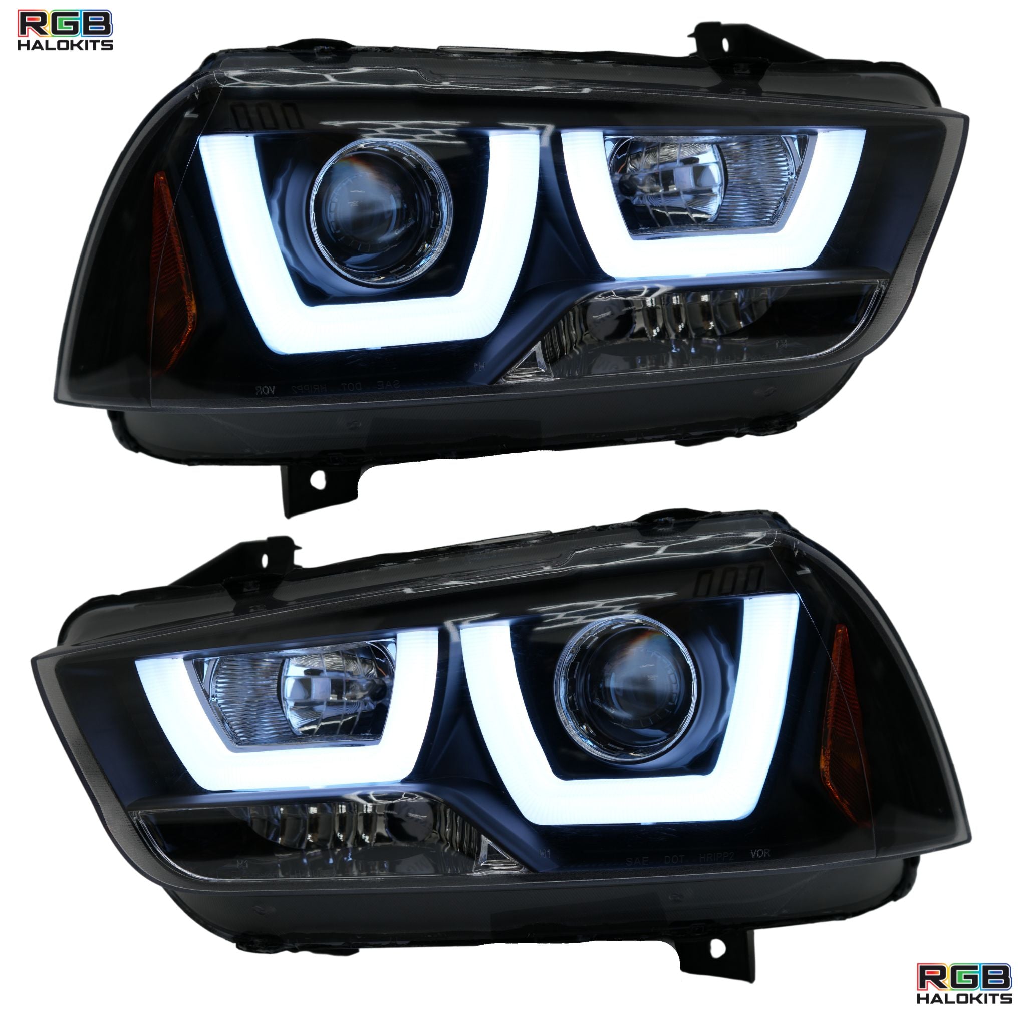 Dodge Charger Spec-D: Multicolor Flow Series Headlights (2011-2014) – Custom Multicolor LED Lighting by RGB Halo Kits