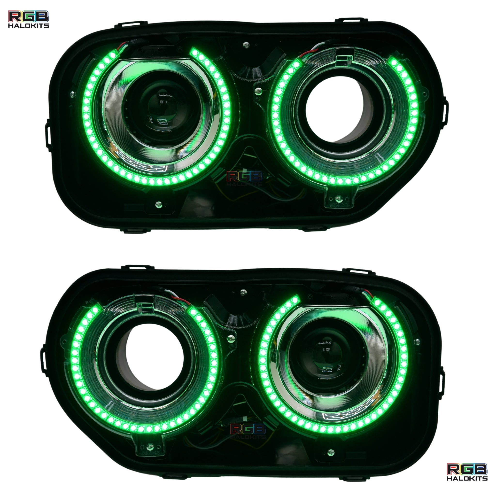 Dodge Challenger: Multicolor Headlights with RGBW Demon Eyes (2015-2023) – Custom Multicolor LED Lighting by RGB Halo Kits