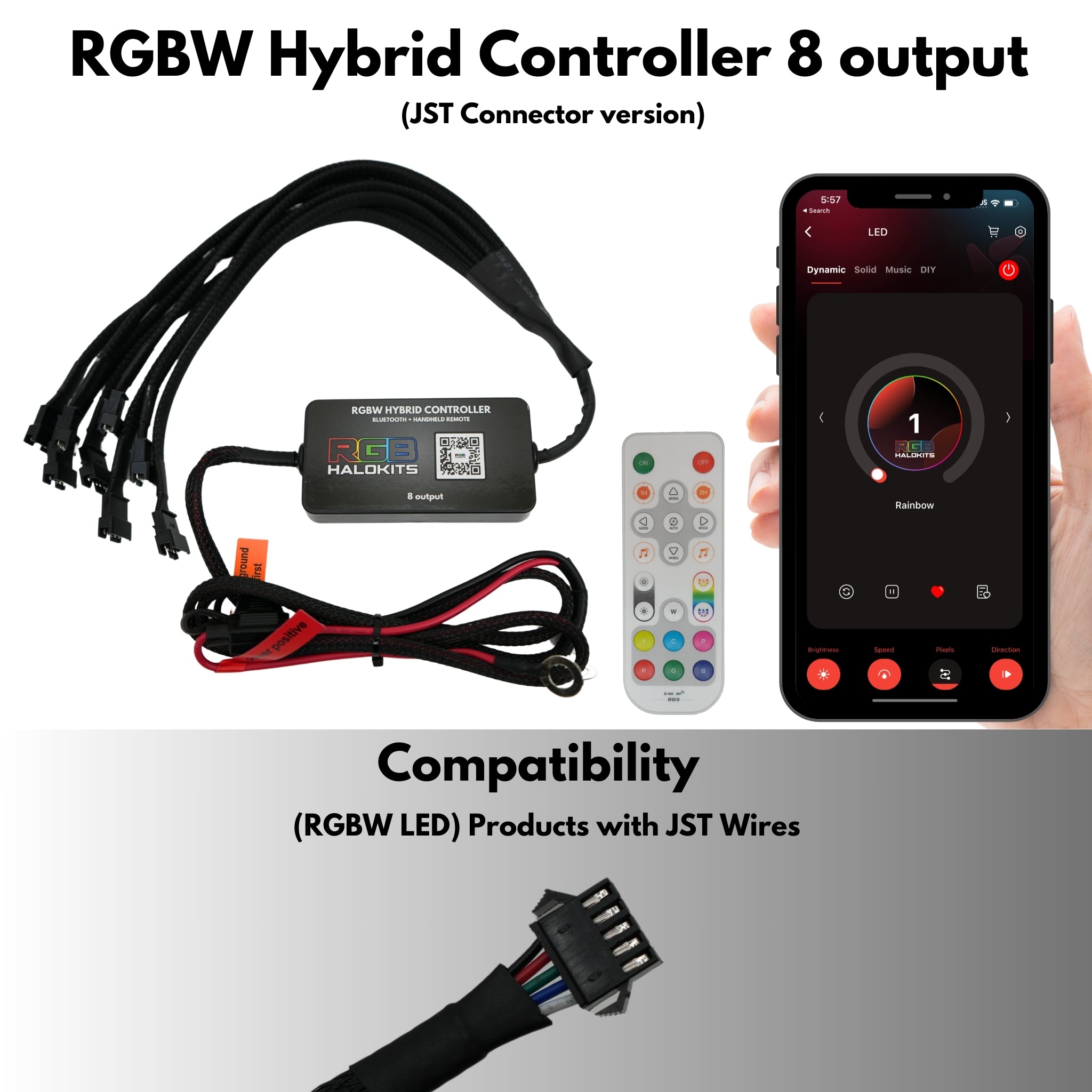 Hybrid LED Controller (Bluetooth + Handheld) – Custom Multicolor LED Lighting by RGB Halo Kits