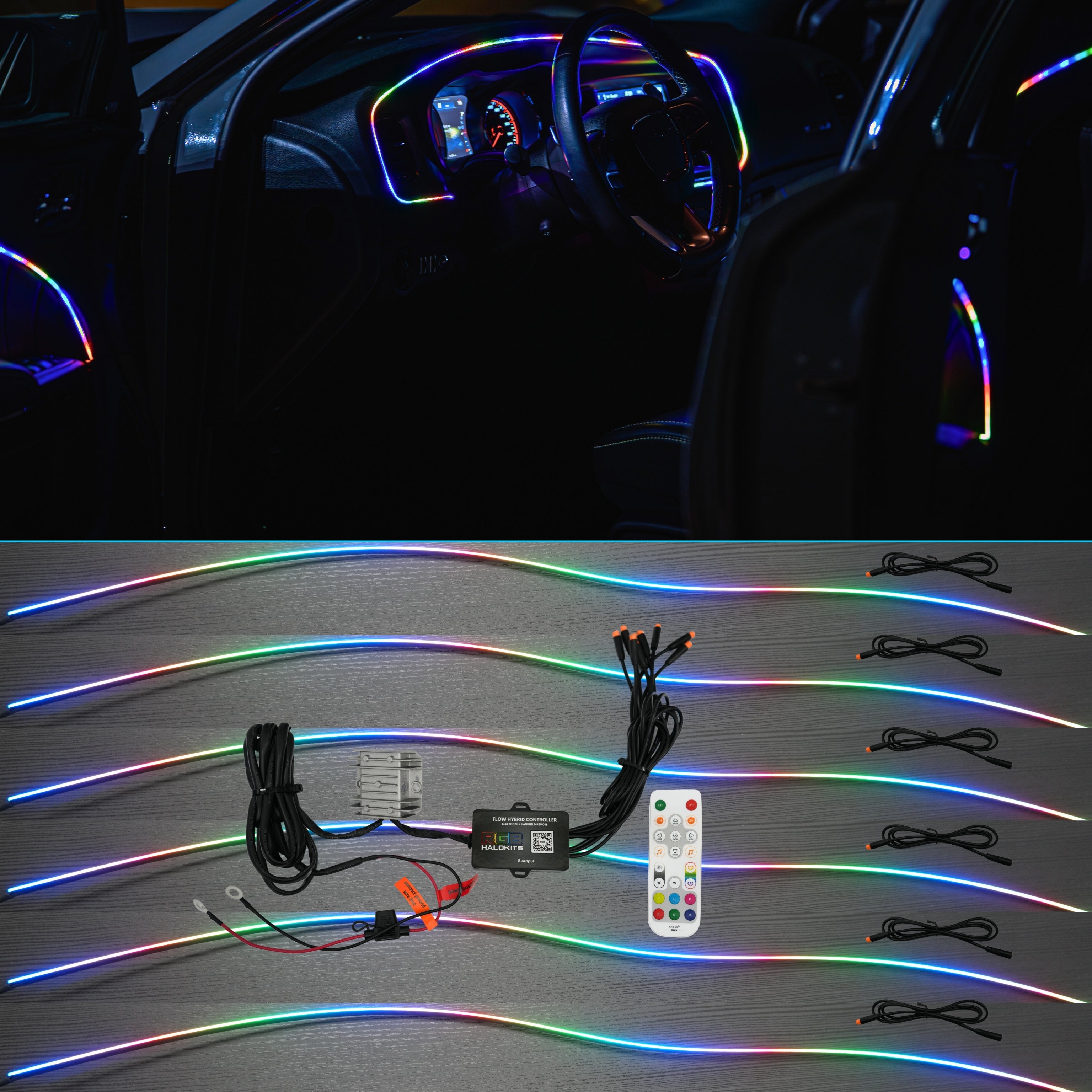 Flow Series Interior Trim Light Kit | 2–8pc Custom Setup – Custom Multicolor LED Lighting by RGB Halo Kits