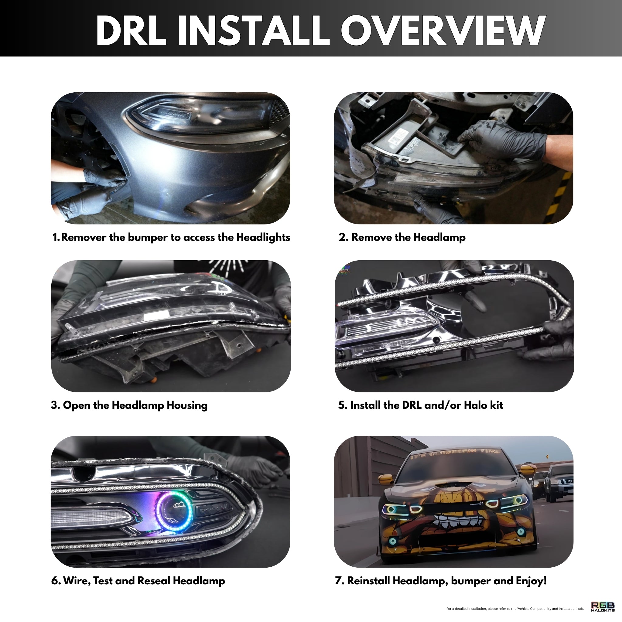 Dodge Charger Flow Series DRL Boards (2015-2023) – Custom Multicolor LED Lighting by RGB Halo Kits