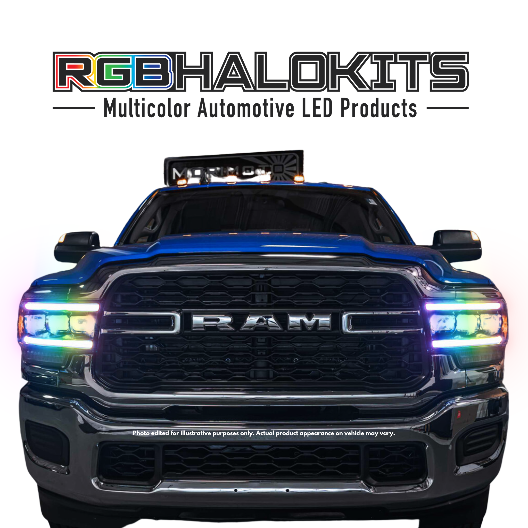 Ram HD: Multicolor Flow Series Headlights (2019-2023) | XB Morimoto – Custom Multicolor LED Lighting by RGB Halo Kits