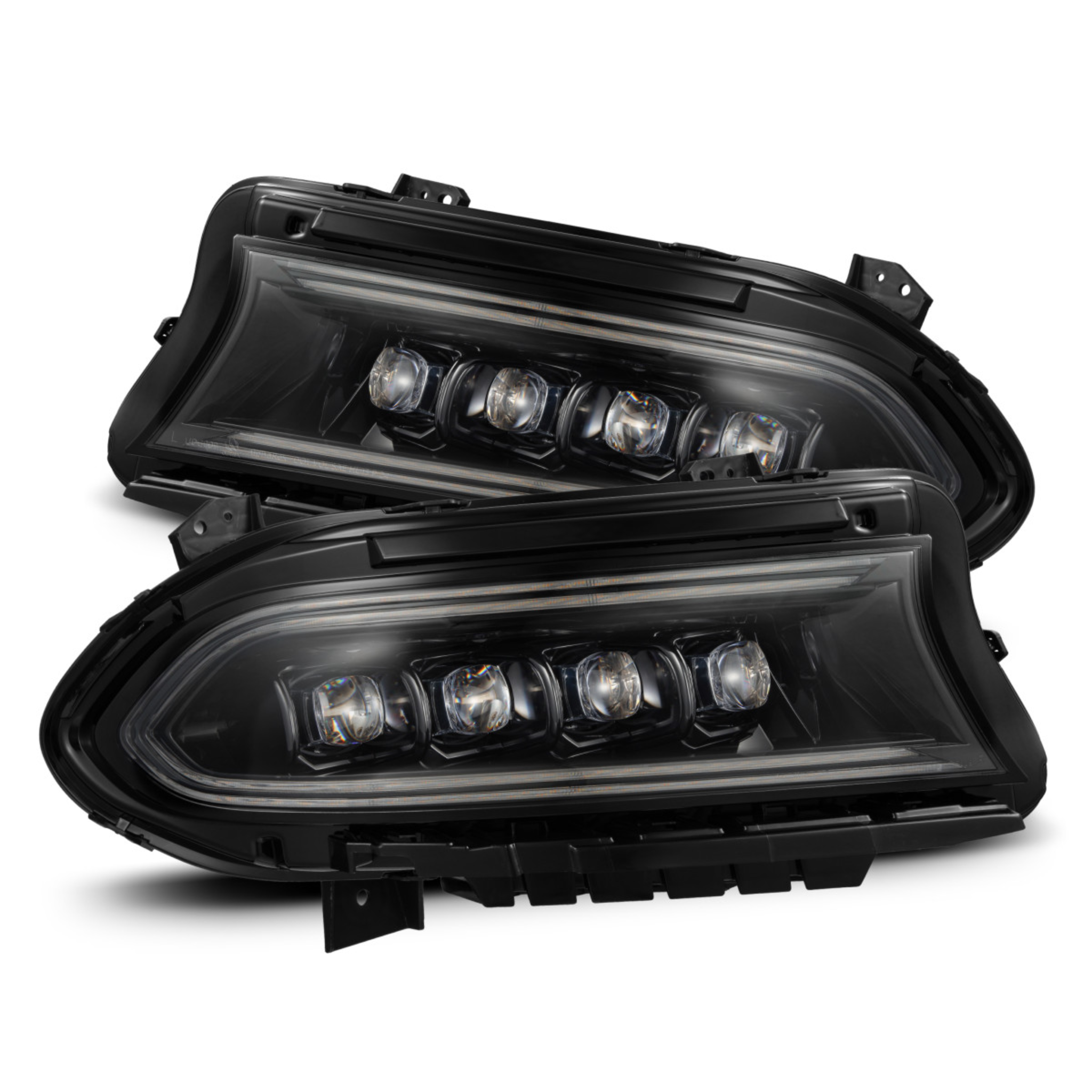 Dodge Charger NOVA-Series LED Projector Headlights Alpha-Black (2015-2023) – Custom Multicolor LED Lighting by RGB Halo Kits