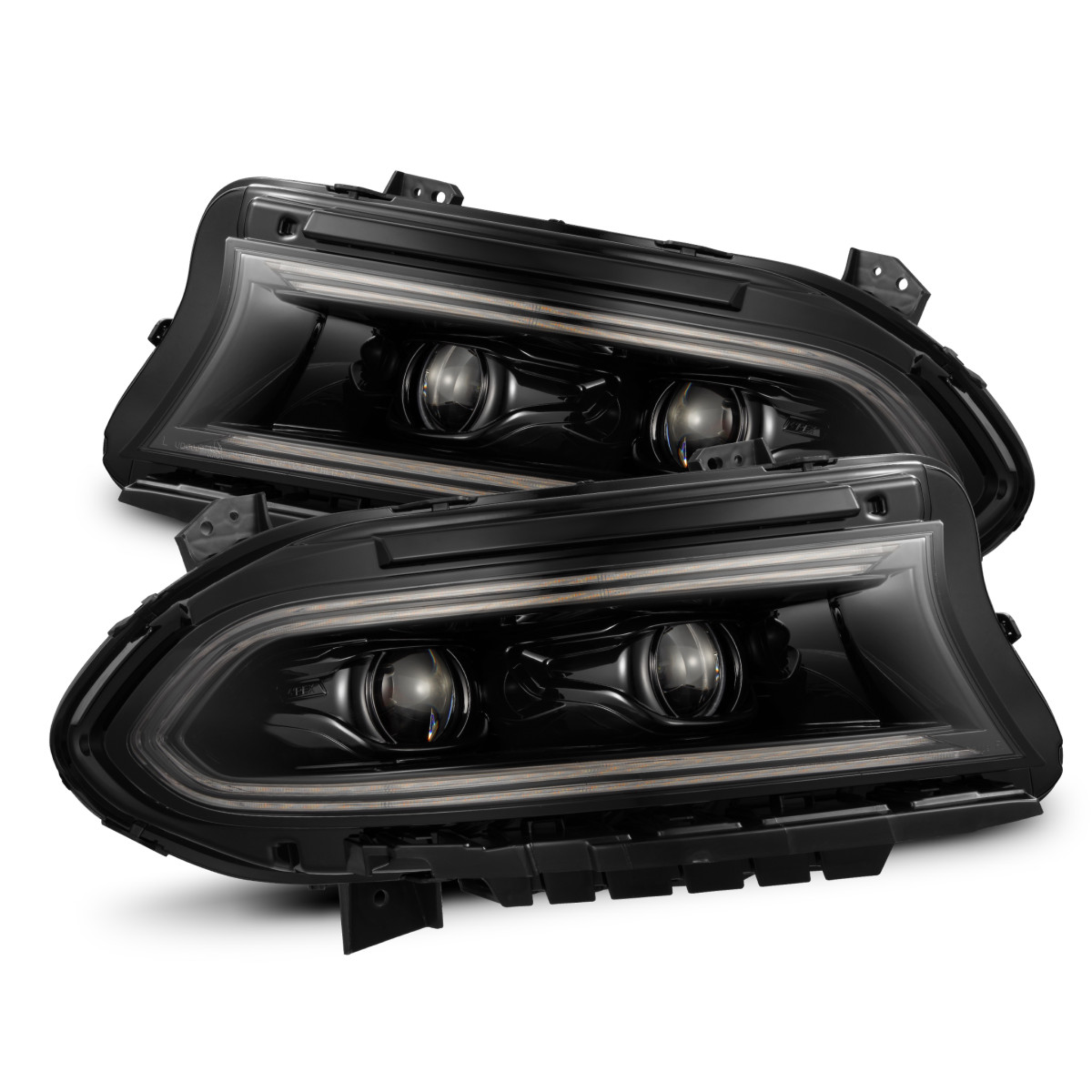 Dodge Charger LUXX-Series LED Projector Headlights Alpha-Black (2015-2023) – Custom Multicolor LED Lighting by RGB Halo Kits