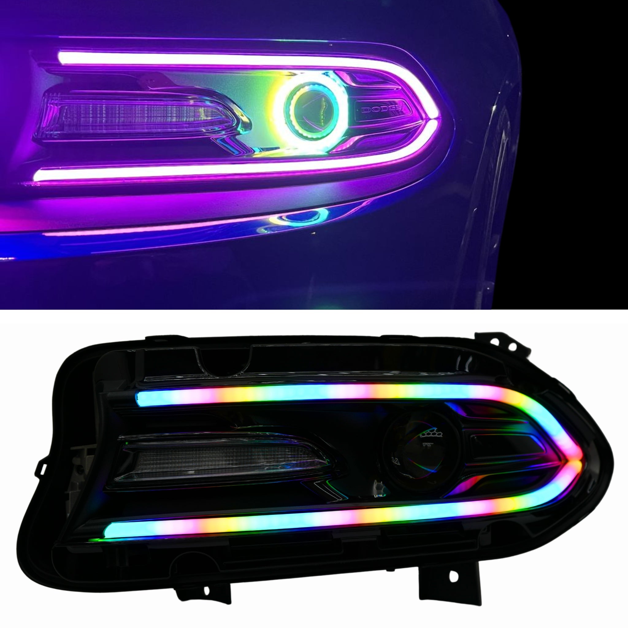 Dodge Charger Flow Series DRL Boards | Diffused LED (2015-2023) – Custom Multicolor LED Lighting by RGB Halo Kits