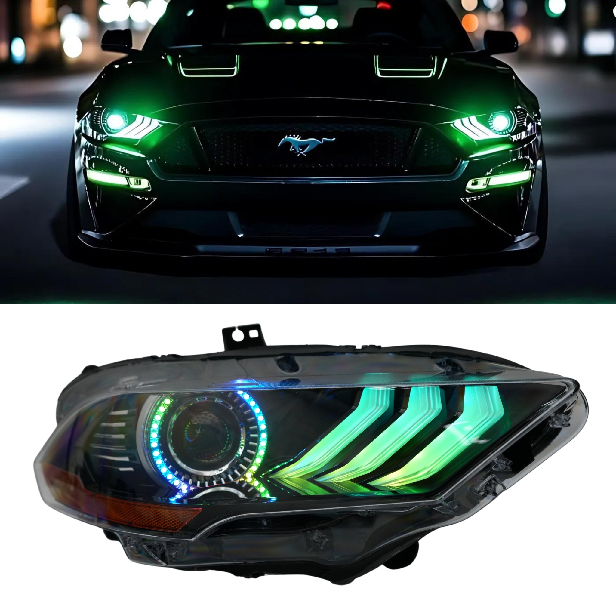 Ford Mustang Multicolor Flow Series DRL Boards (2018-2023) – Custom Multicolor LED Lighting by RGB Halo Kits