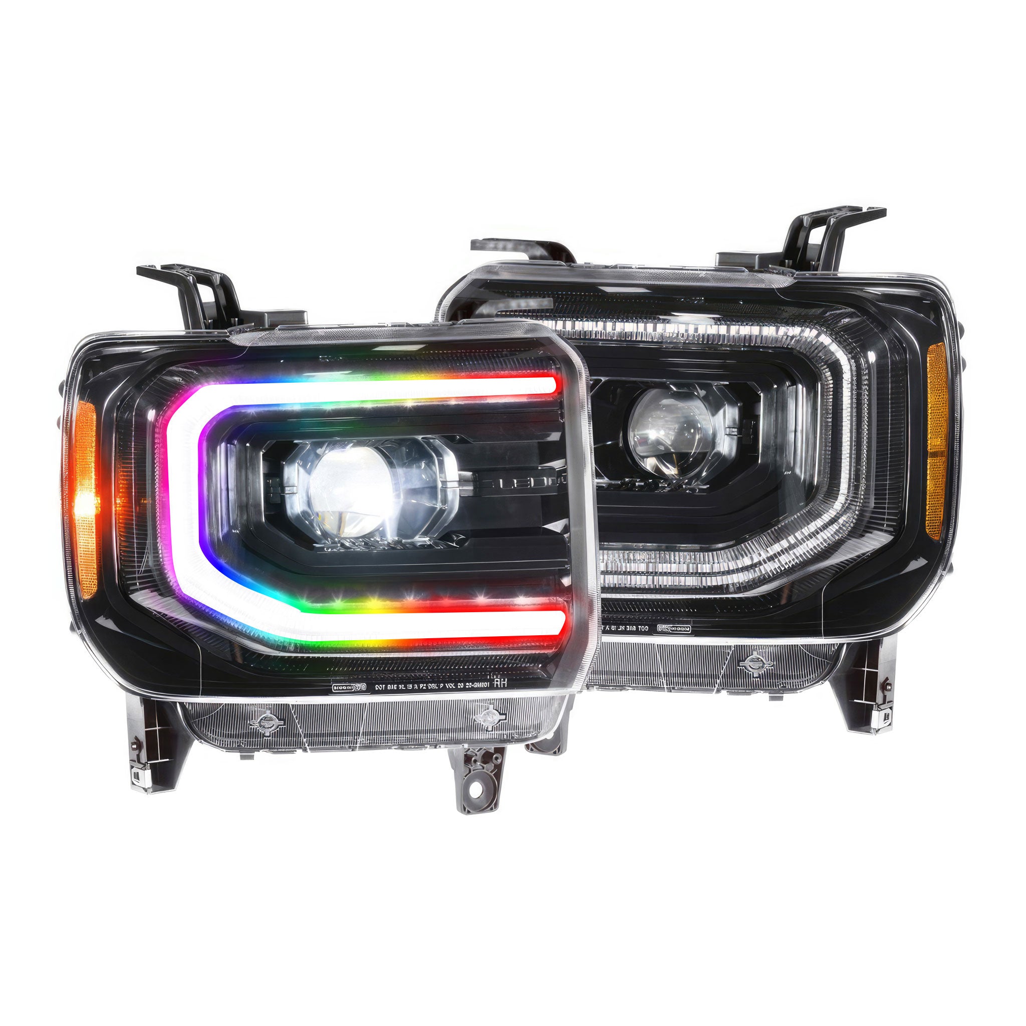 GMC Sierra: Multicolor Headlights (2014-2019) | XB Morimoto – Custom Multicolor LED Lighting by RGB Halo Kits