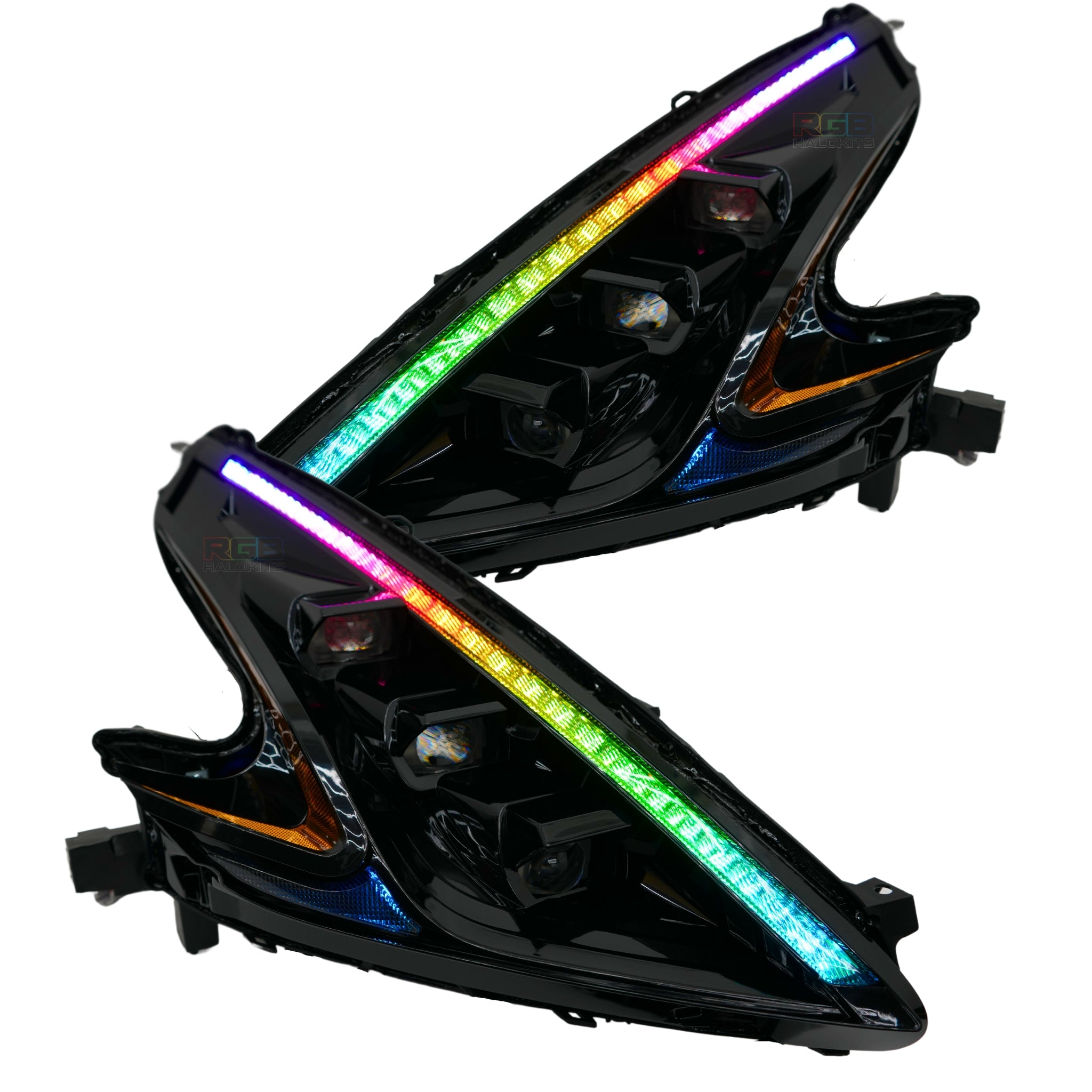 Nissan 370Z: Multicolor Flow Series Headlights (2009-2021) | XB Morimoto – Custom Multicolor LED Lighting by RGB Halo Kits