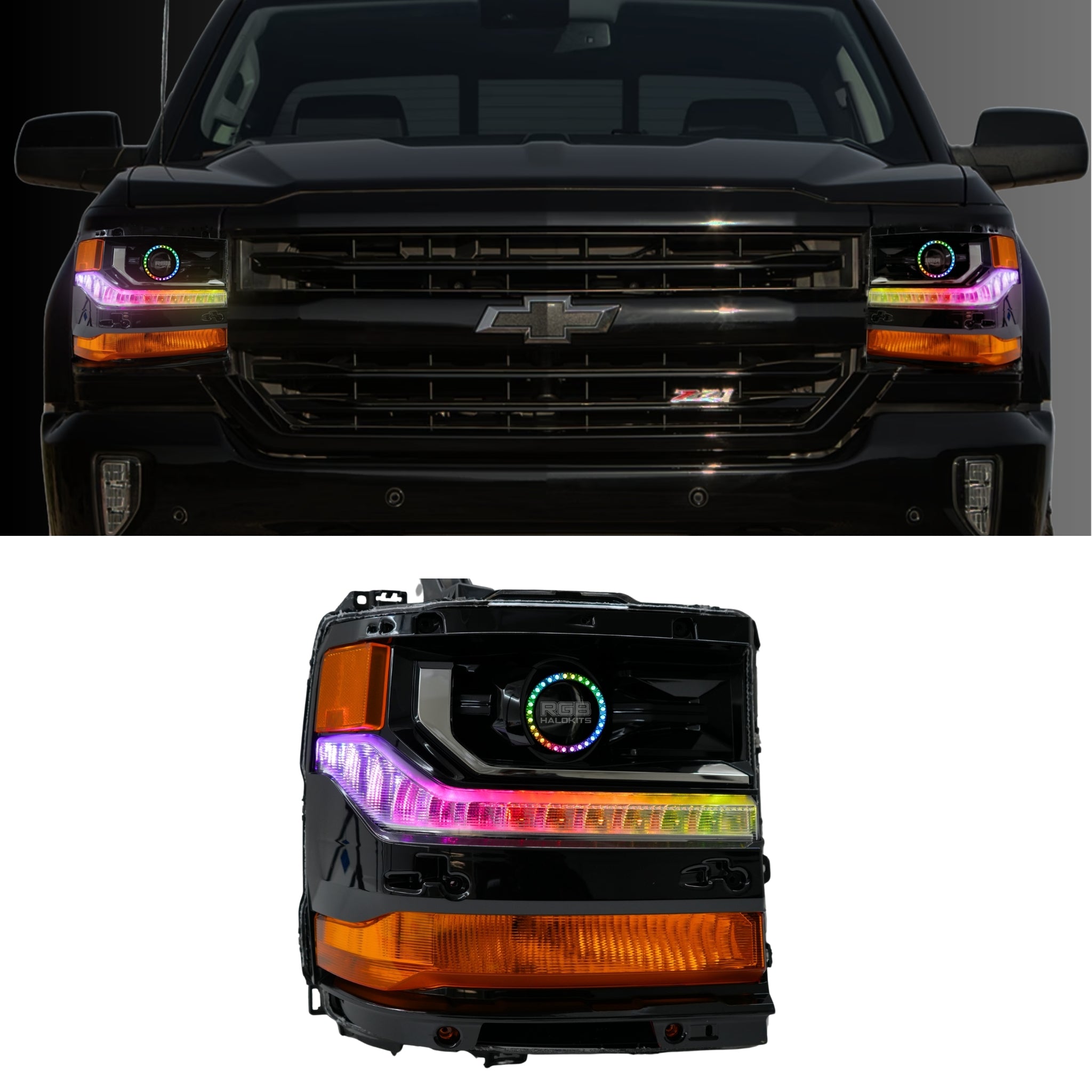 Chevrolet Silverado Multicolor Flow Serries DRL Boards (2016-2018) – Custom Multicolor LED Lighting by RGB Halo Kits