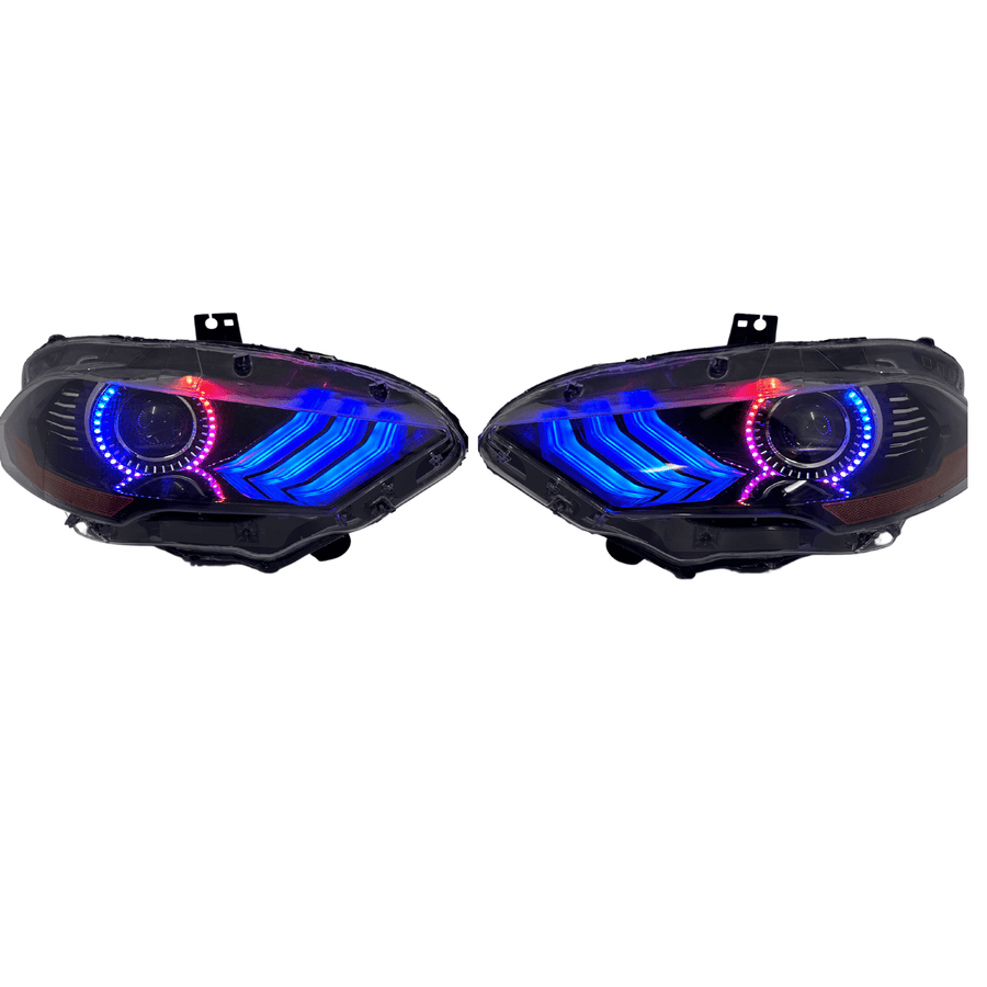 (2018-2023) Ford Mustang: Multicolor Flow Headlights w/ Halos – Custom Multicolor LED Lighting by RGB Halo Kits