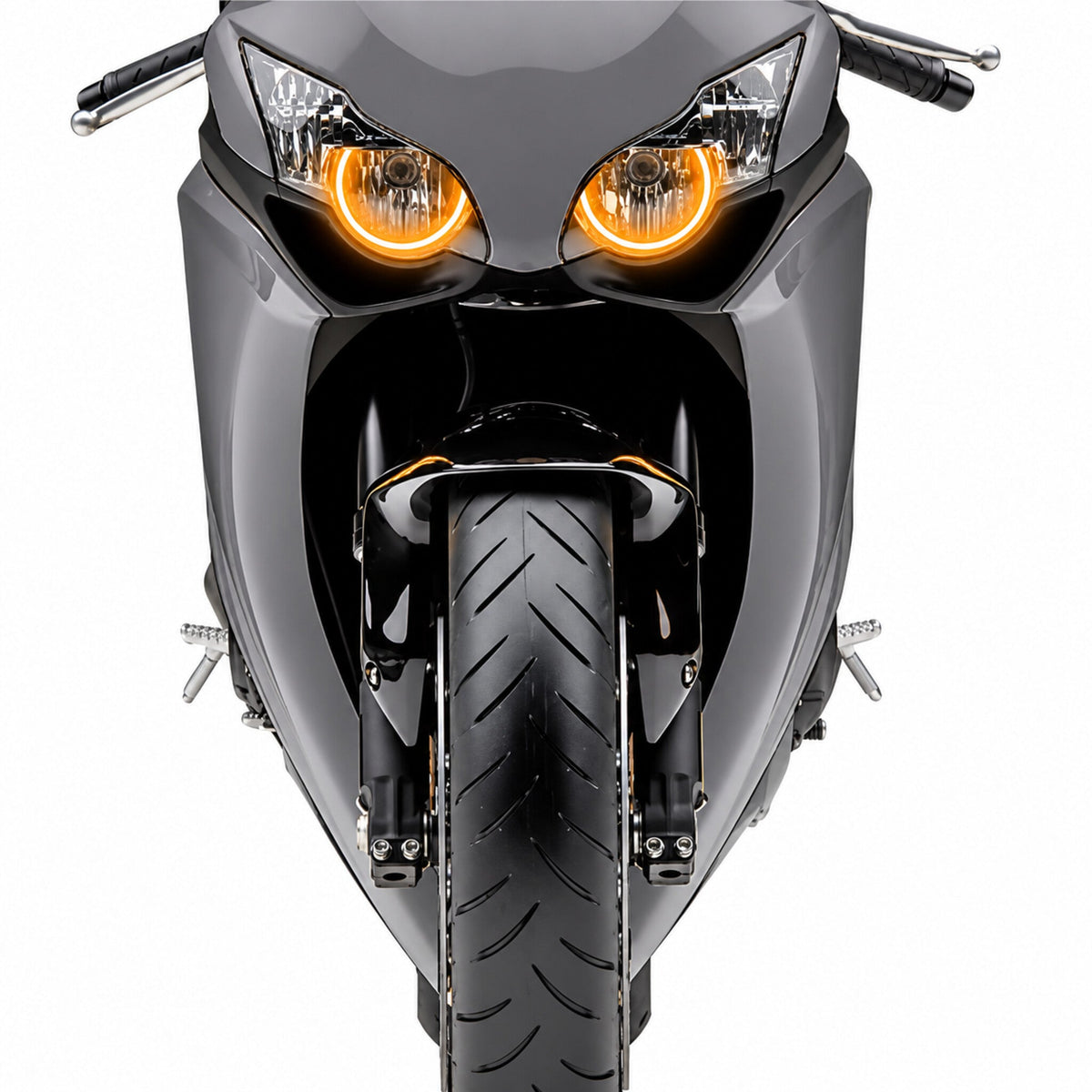 2008–2011 Honda CBR-1000RR showing amber halo rings around both headlights