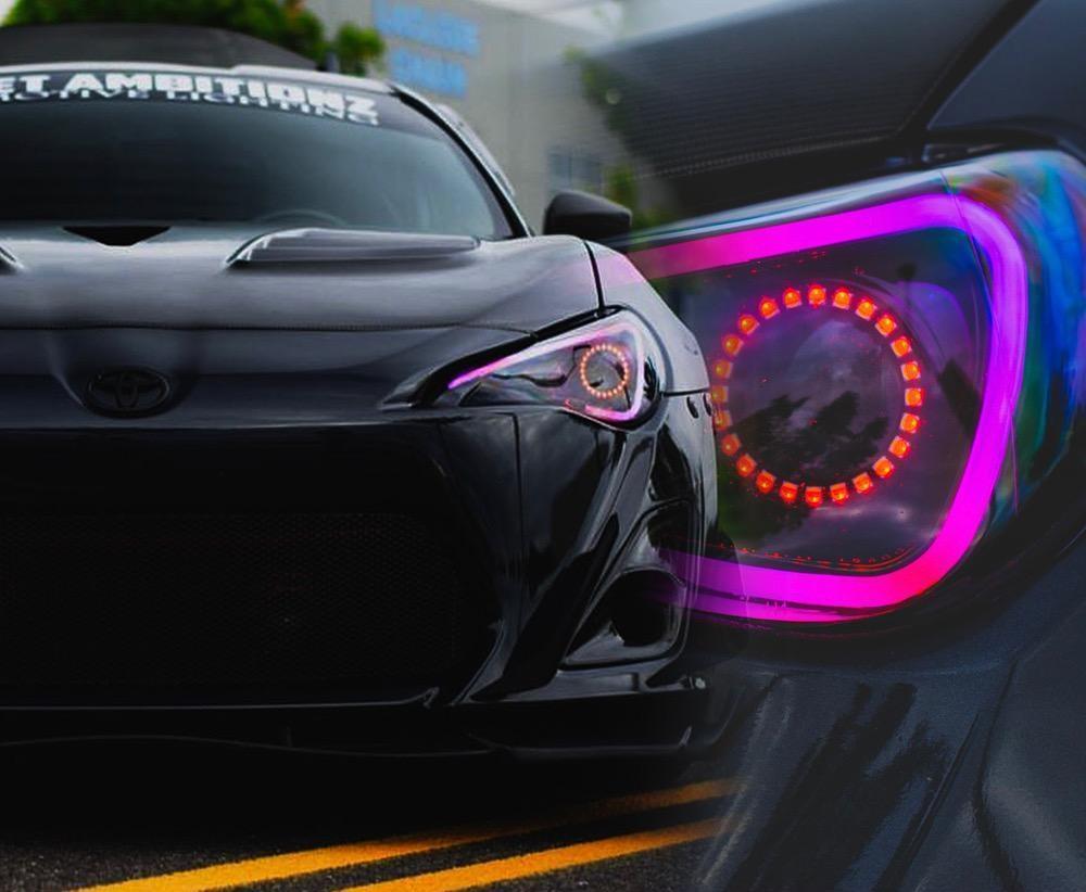 2012-2017 Scion FRS Spec-D Flow Series/Color Chasing DRL Boards - RGB Halo Kits Multicolor Flow Series Color Chasing RGBWA LED headlight kit Oracle Lighting Trendz OneUpLighting Morimoto theretrofitsource AutoLEDTech Diode Dynamics