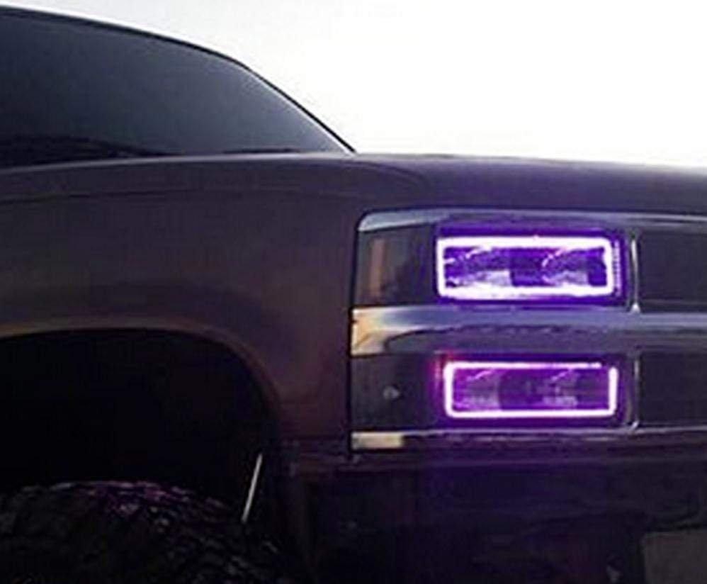 1989-1999 GMC Sierra Multicolor Halo Kit - RGB Halo Kits Multicolor Flow Series Color Chasing RGBWA LED headlight kit Colorshift Oracle Lighting Trendz OneUpLighting Morimoto theretrofitsource AutoLEDTech Diode Dynamics