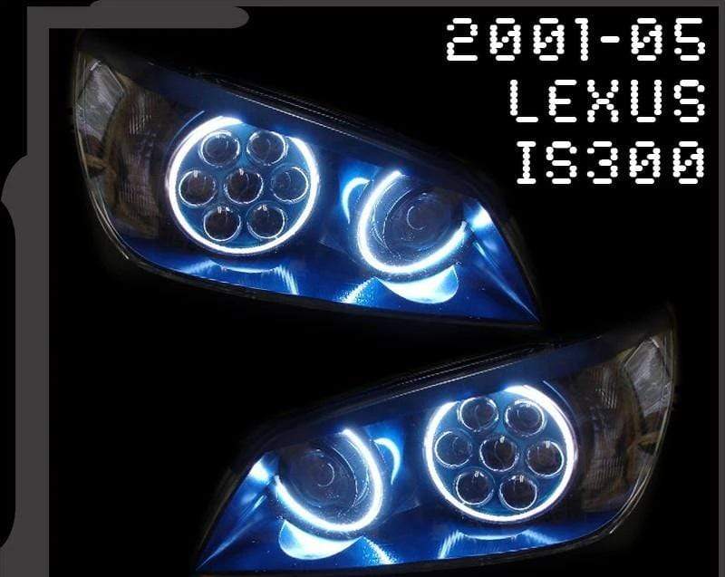 2001-2005 Lexus IS300 Multicolor Halo Kit - RGB Halo Kits Multicolor Flow Series Color Chasing RGBWA LED headlight kit Colorshift Oracle Lighting Trendz OneUpLighting Morimoto theretrofitsource AutoLEDTech Diode Dynamics