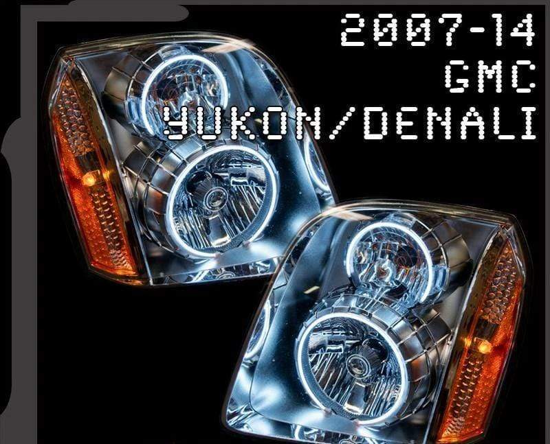 2007-2014 GMC Yukon Flow Series Multicolor Halo Kit - RGB Halo Kits Multicolor Flow Series Color Chasing RGBWA LED headlight kit Colorshift Oracle Lighting Trendz OneUpLighting Morimoto theretrofitsource AutoLEDTech Diode Dynamics