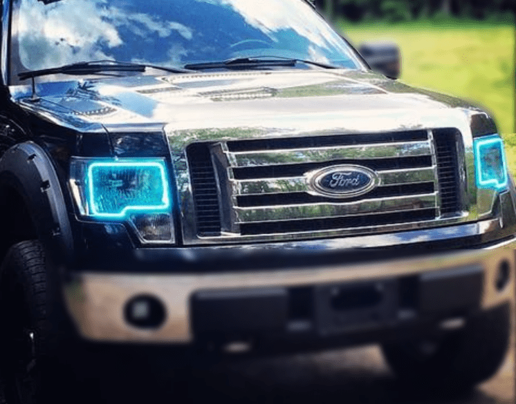2009-2014 Ford F150 Multicolor Halo Kit - RGB Halo Kits Multicolor Flow Series Color Chasing RGBWA LED headlight kit Colorshift Oracle Lighting Trendz OneUpLighting Morimoto theretrofitsource AutoLEDTech Diode Dynamics