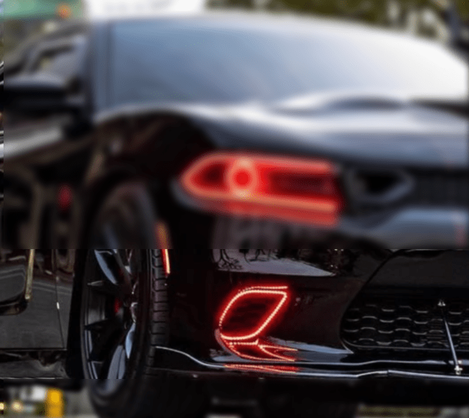 2015-2022 Dodge Charger Waterproof Fog Outline Multicolor Halo Kit - RGB Halo Kits Multicolor Flow Series Color Chasing RGBWA LED headlight kit Oracle Lighting Trendz OneUpLighting Morimoto theretrofitsource AutoLEDTech Diode Dynamics