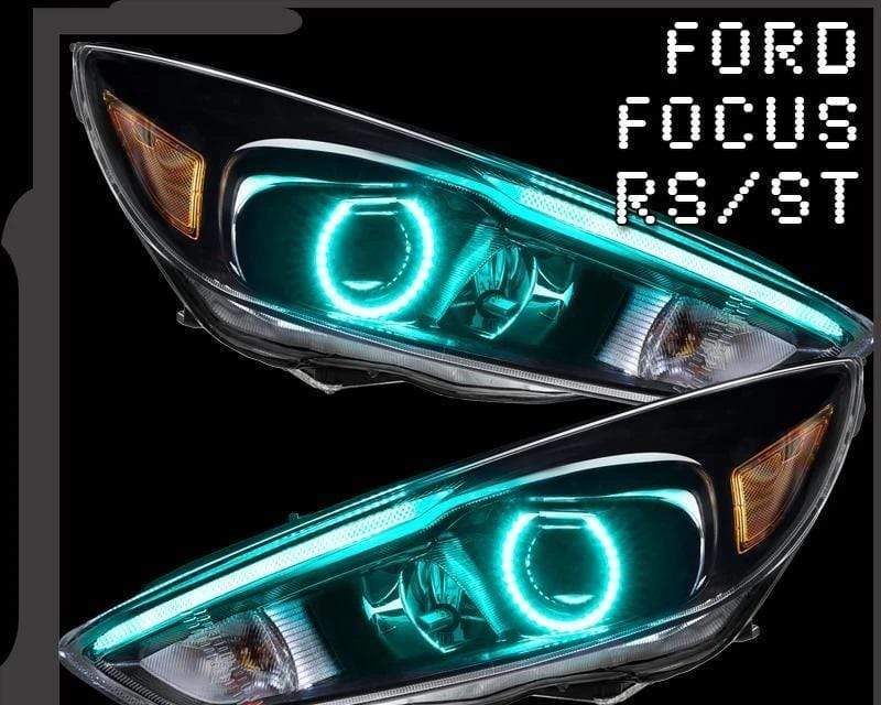 2015-2017 Ford Focus RS/ST Flow Series/Color Chasing DRL Strips + Colorshift Halo - RGB Halo Kits Multicolor Flow Series Color Chasing RGBWA LED headlight kit Oracle Lighting Trendz OneUpLighting Morimoto theretrofitsource AutoLEDTech Diode Dynamics