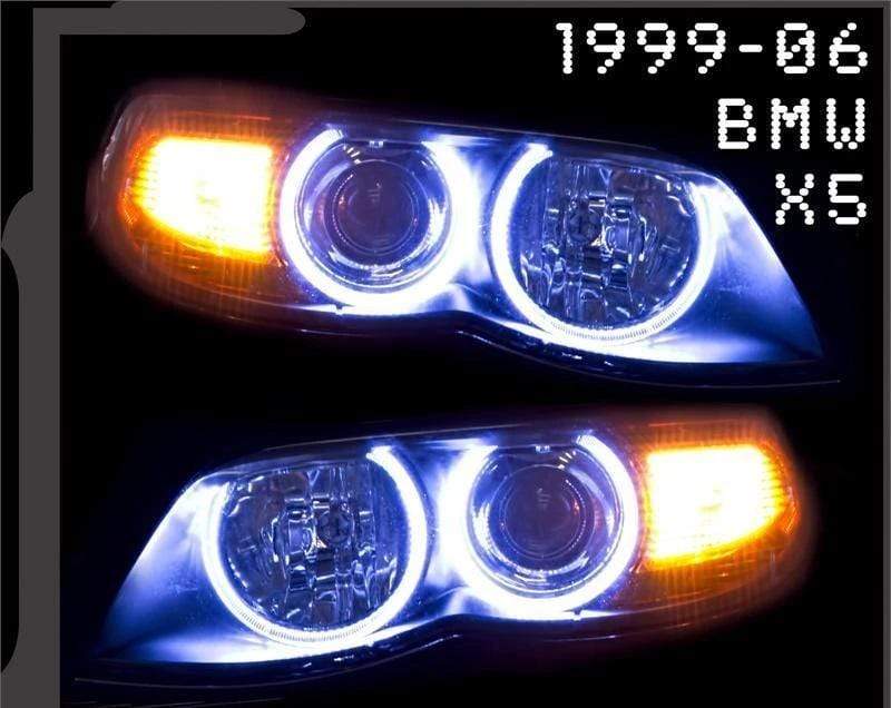 1999-2006 BMW X5 Multicolor Halo Kit - RGB Halo Kits Multicolor Flow Series Color Chasing RGBWA LED headlight kit Colorshift Oracle Lighting Trendz OneUpLighting Morimoto theretrofitsource AutoLEDTech Diode Dynamics
