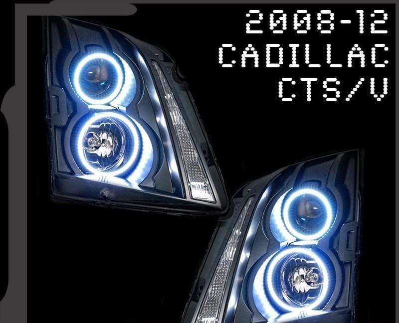 2008-2013 Cadillac CTS/CTS-V Sedan Multicolor Halo Kit - RGB Halo Kits Multicolor Flow Series Color Chasing RGBWA LED headlight kit Oracle Lighting Trendz OneUpLighting Morimoto theretrofitsource AutoLEDTech Diode Dynamics
