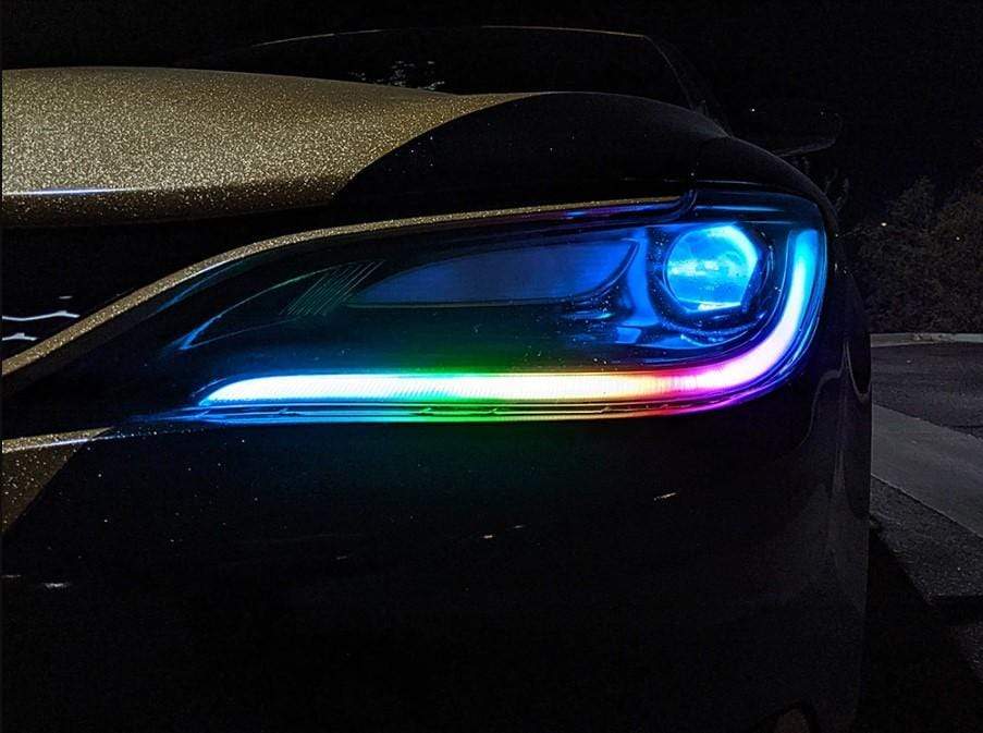 2015-2017 Chrysler 200 Flow Series/Color Chasing DRL Boards - RGB Halo Kits Multicolor Flow Series Color Chasing RGBWA LED headlight kit Oracle Lighting Trendz OneUpLighting Morimoto theretrofitsource AutoLEDTech Diode Dynamics