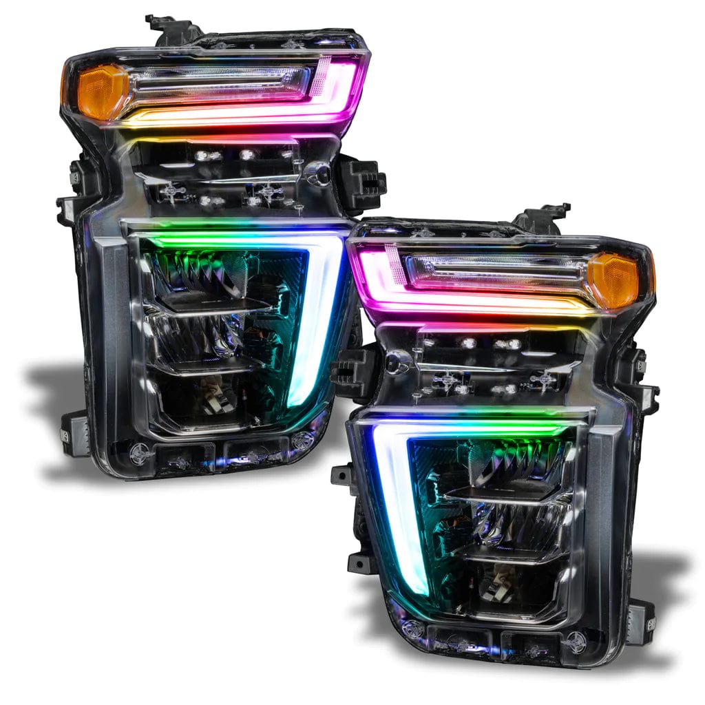 2020-2023 Chevrolet Silverado HD 2500/3500 RGBW DRL Boards - RGB Halo Kits Multicolor Flow Series Color Chasing RGBWA LED headlight kit Oracle Lighting Trendz OneUpLighting Morimoto theretrofitsource AutoLEDTech Diode Dynamics