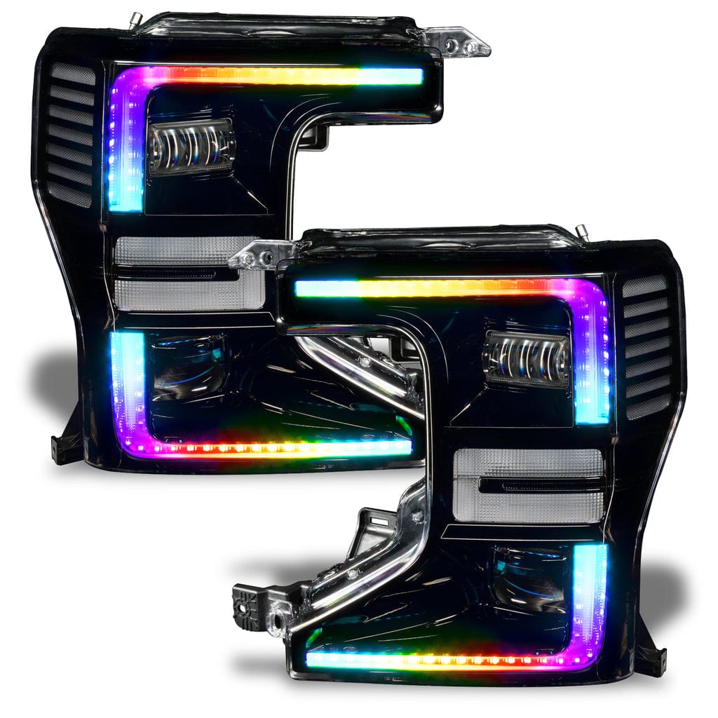 2020-2022 Ford F-250/350 Super Duty Multicolor DRL Boards - RGB Halo Kits Multicolor Flow Series Color Chasing RGBWA LED headlight kit Oracle Lighting Trendz OneUpLighting Morimoto theretrofitsource AutoLEDTech Diode Dynamics