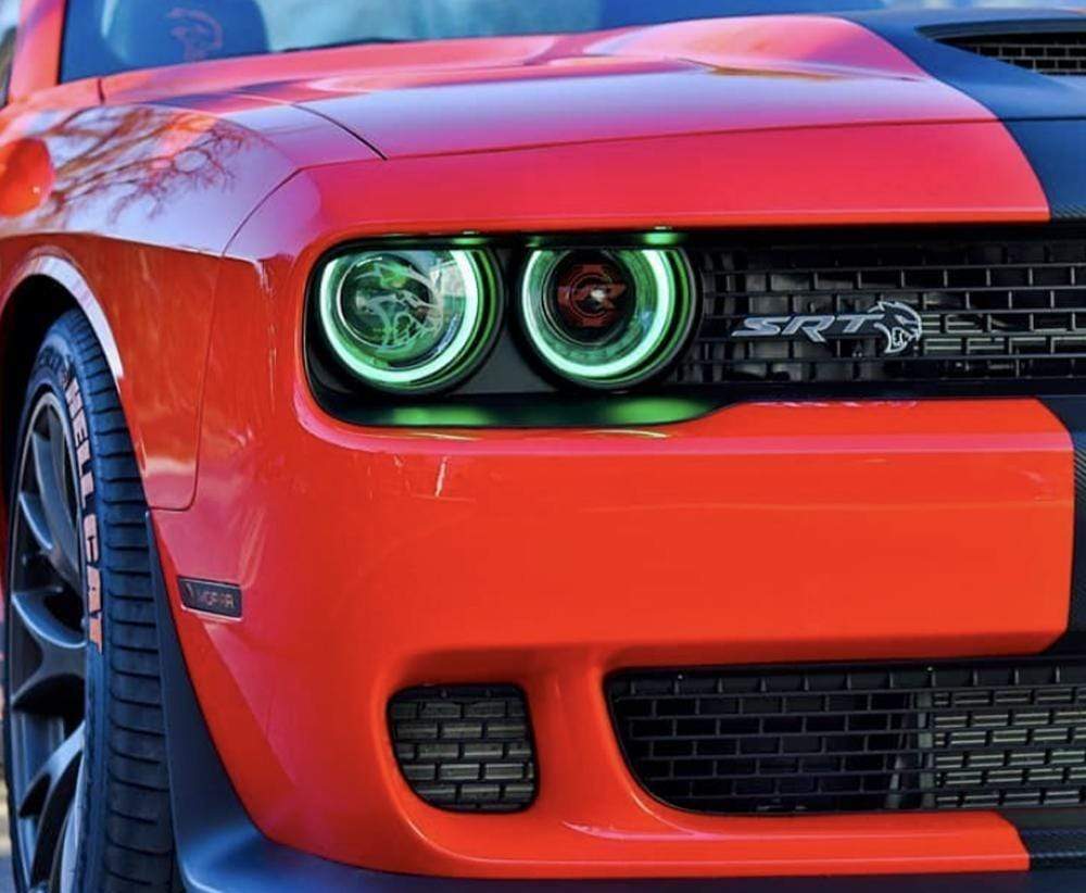 2015-2024 Dodge Challenger RGBW DRL Boards - RGB Halo Kits Multicolor Flow Series Color Chasing RGBWA LED headlight kit Oracle Lighting Trendz OneUpLighting Morimoto theretrofitsource AutoLEDTech Diode Dynamics