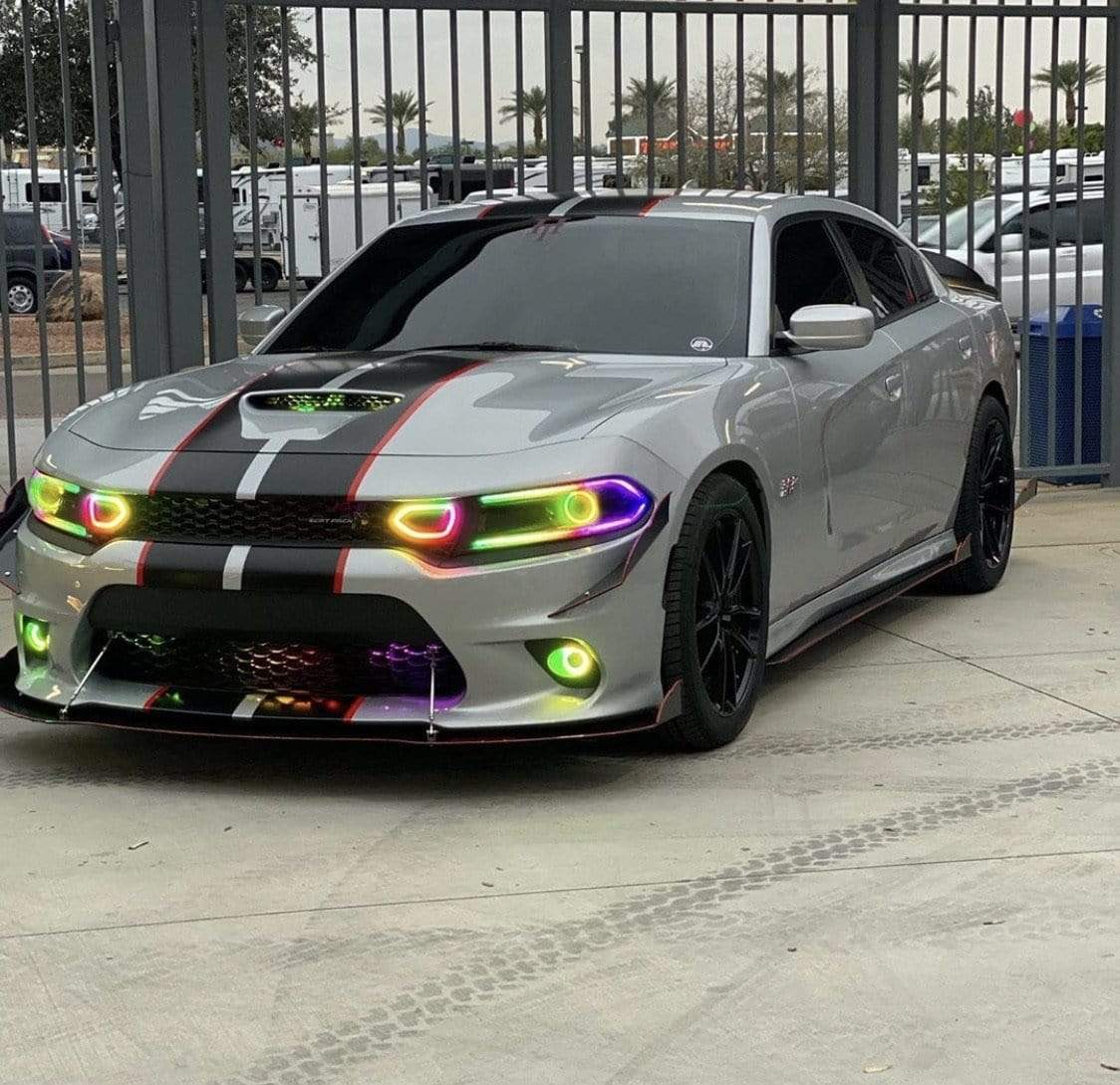 2015-2023 Dodge Charger Flow Series/Color Chasing DRL Boards (Diffused LED Version) - RGB Halo Kits Multicolor Flow Series Color Chasing RGBWA LED headlight kit Oracle Lighting Trendz OneUpLighting Morimoto theretrofitsource AutoLEDTech Diode Dynamics