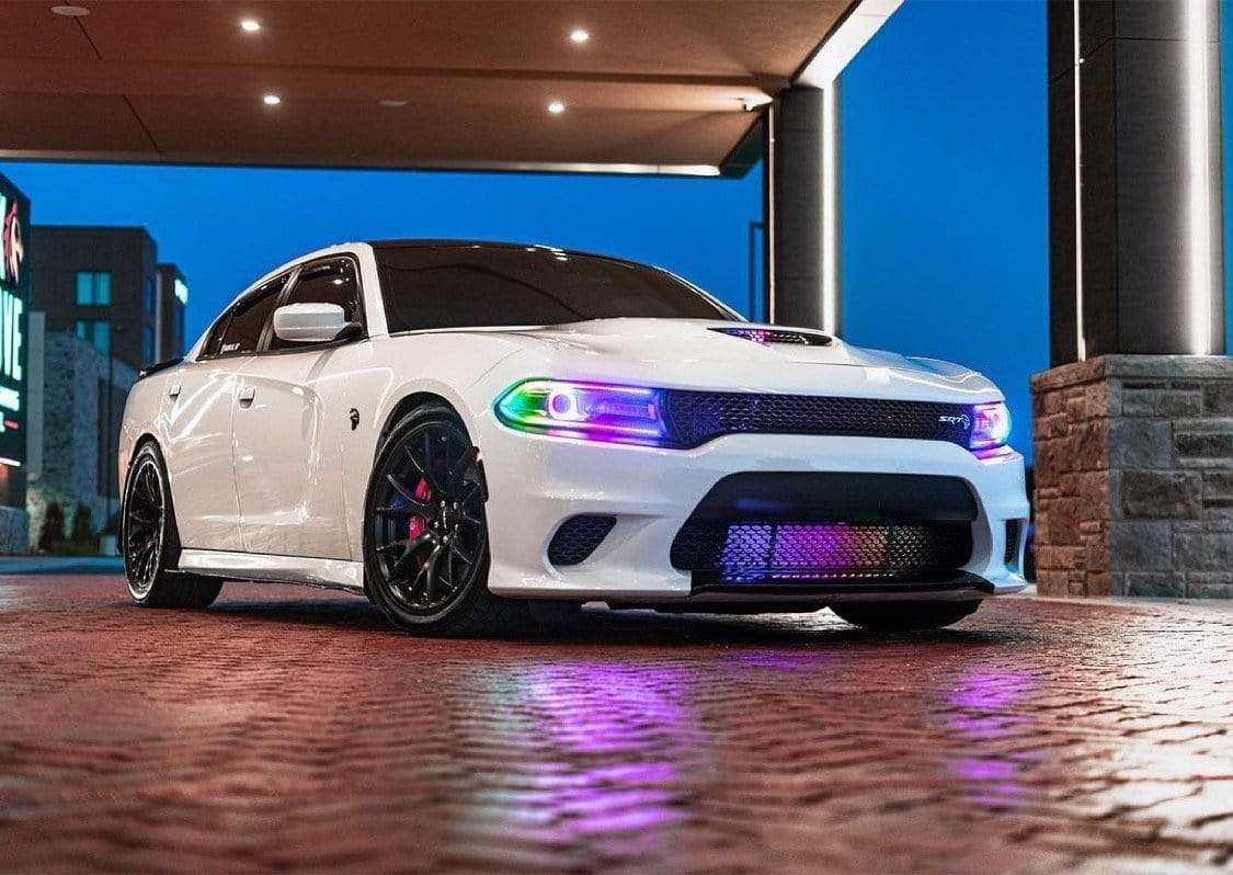 2015-2023 Dodge Charger Flow Series/Color Chasing DRL Boards (Diffused LED Version) - RGB Halo Kits Multicolor Flow Series Color Chasing RGBWA LED headlight kit Oracle Lighting Trendz OneUpLighting Morimoto theretrofitsource AutoLEDTech Diode Dynamics