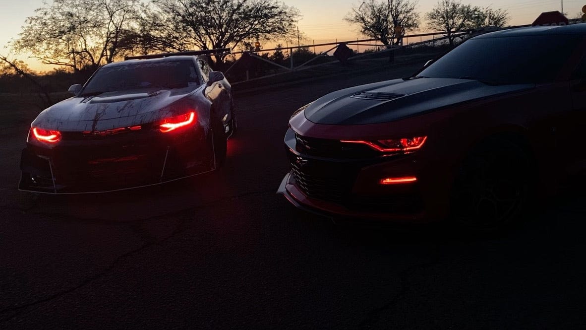 2019-2023 Chevrolet Camaro RS/SS RGBW DRL Boards - RGB Halo Kits Multicolor Flow Series Color Chasing RGBWA LED headlight kit Oracle Lighting Trendz OneUpLighting Morimoto theretrofitsource AutoLEDTech Diode Dynamics