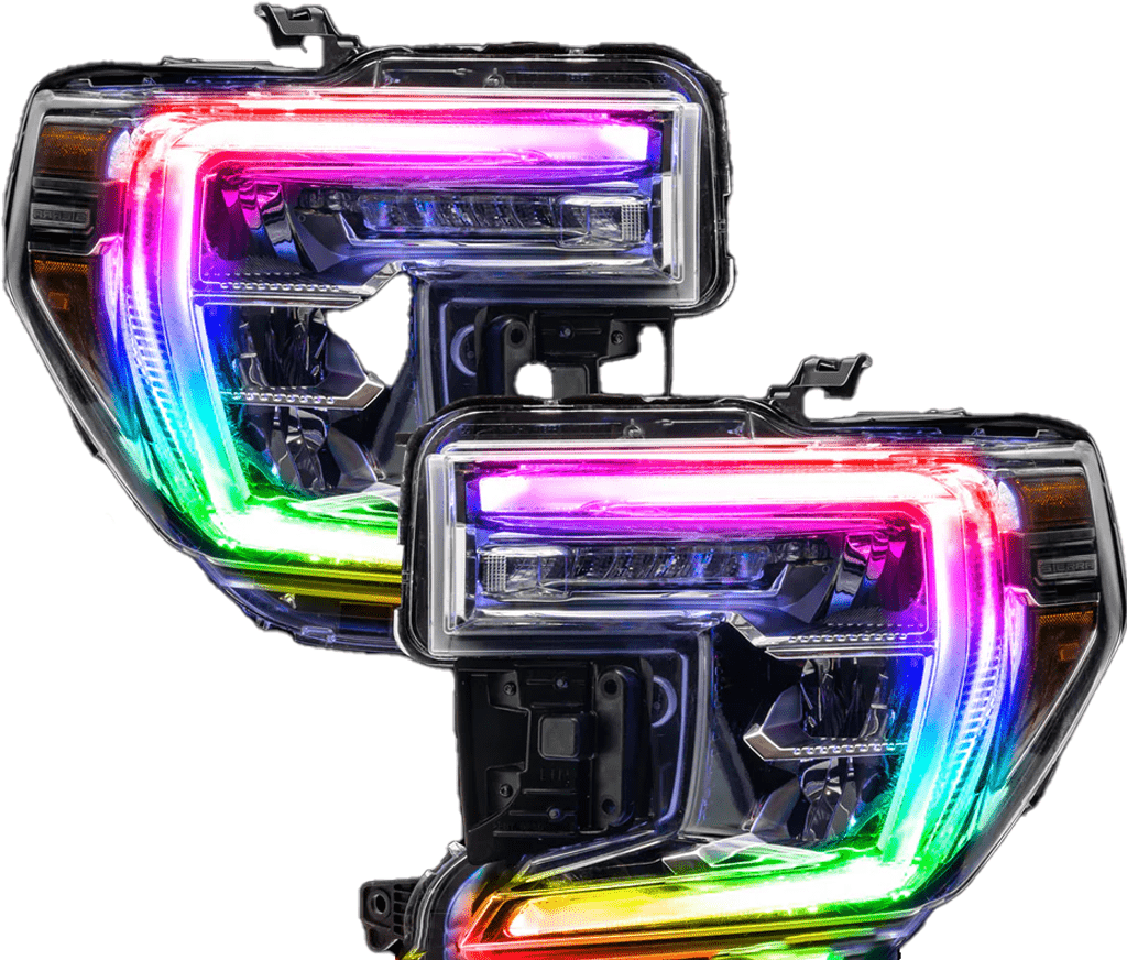 2019-2021 GMC Sierra 1500 RGBW DRL Boards - RGB Halo Kits Multicolor Flow Series Color Chasing RGBWA LED headlight kit Oracle Lighting Trendz OneUpLighting Morimoto theretrofitsource AutoLEDTech Diode Dynamics