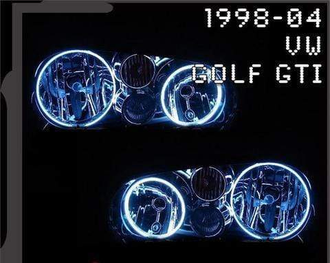 1998-2004 Volkswagen Golf GT Multicolor Halo Kit - RGB Halo Kits Multicolor Flow Series Color Chasing RGBWA LED headlight kit Colorshift Oracle Lighting Trendz OneUpLighting Morimoto theretrofitsource AutoLEDTech Diode Dynamics