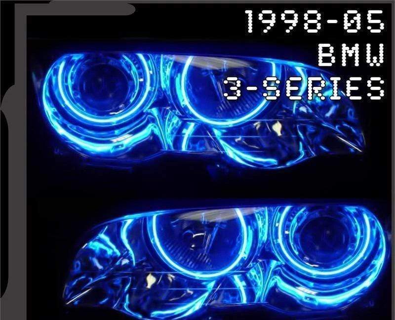 1998-2005 BMW 3 Series Multicolor Halo Kit - RGB Halo Kits Multicolor Flow Series Color Chasing RGBWA LED headlight kit Colorshift Oracle Lighting Trendz OneUpLighting Morimoto theretrofitsource AutoLEDTech Diode Dynamics