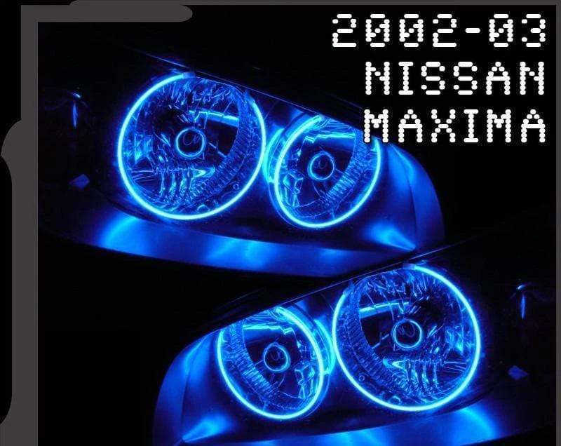 2002-2003 Nissan Maxima Multicolor Halo Kit - RGB Halo Kits Multicolor Flow Series Color Chasing RGBWA LED headlight kit Colorshift Oracle Lighting Trendz OneUpLighting Morimoto theretrofitsource AutoLEDTech Diode Dynamics