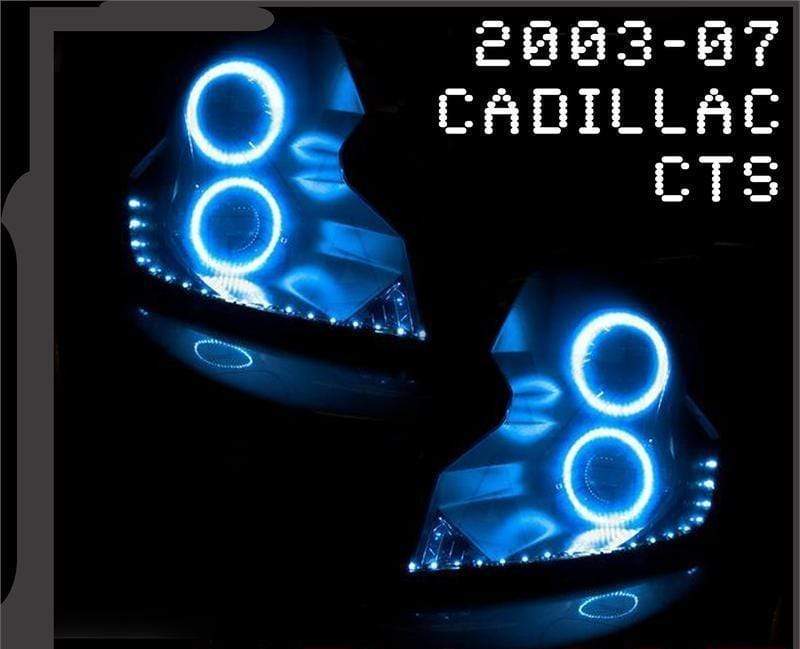 2003-2007 Cadillac CTS/ CTSV Multicolor Halo Kit - RGB Halo Kits Multicolor Flow Series Color Chasing RGBWA LED headlight kit Oracle Lighting Trendz OneUpLighting Morimoto theretrofitsource AutoLEDTech Diode Dynamics