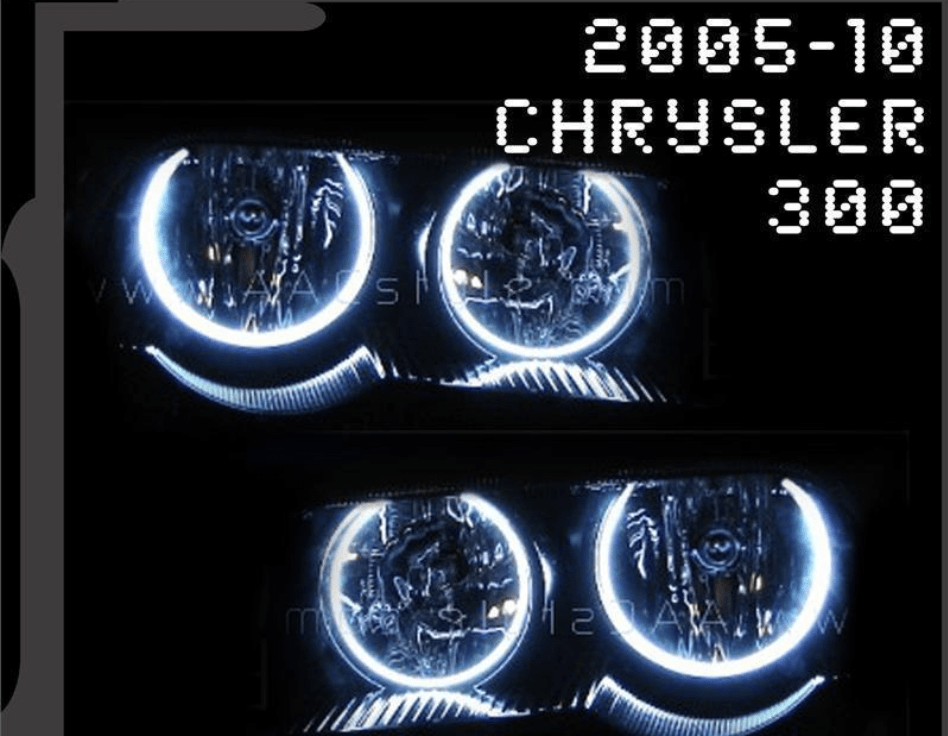 2005-2010 Chrysler 300 Multicolor Halo Kit (Base Model) - RGB Halo Kits Multicolor Flow Series Color Chasing RGBWA LED headlight kit Oracle Lighting Trendz OneUpLighting Morimoto theretrofitsource AutoLEDTech Diode Dynamics