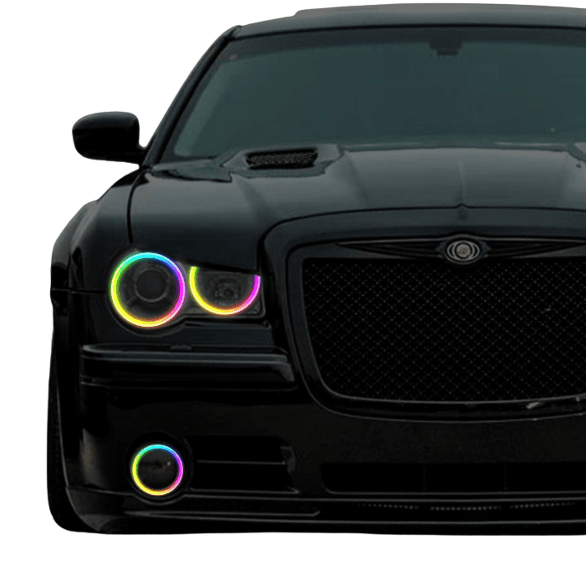 RGB Halo Kits Halo Kits for Chrysler 300C SRT 2005 2010 Multicolor LED Headlight Halos Flow Series Color Chasing BT Control Fog Halos