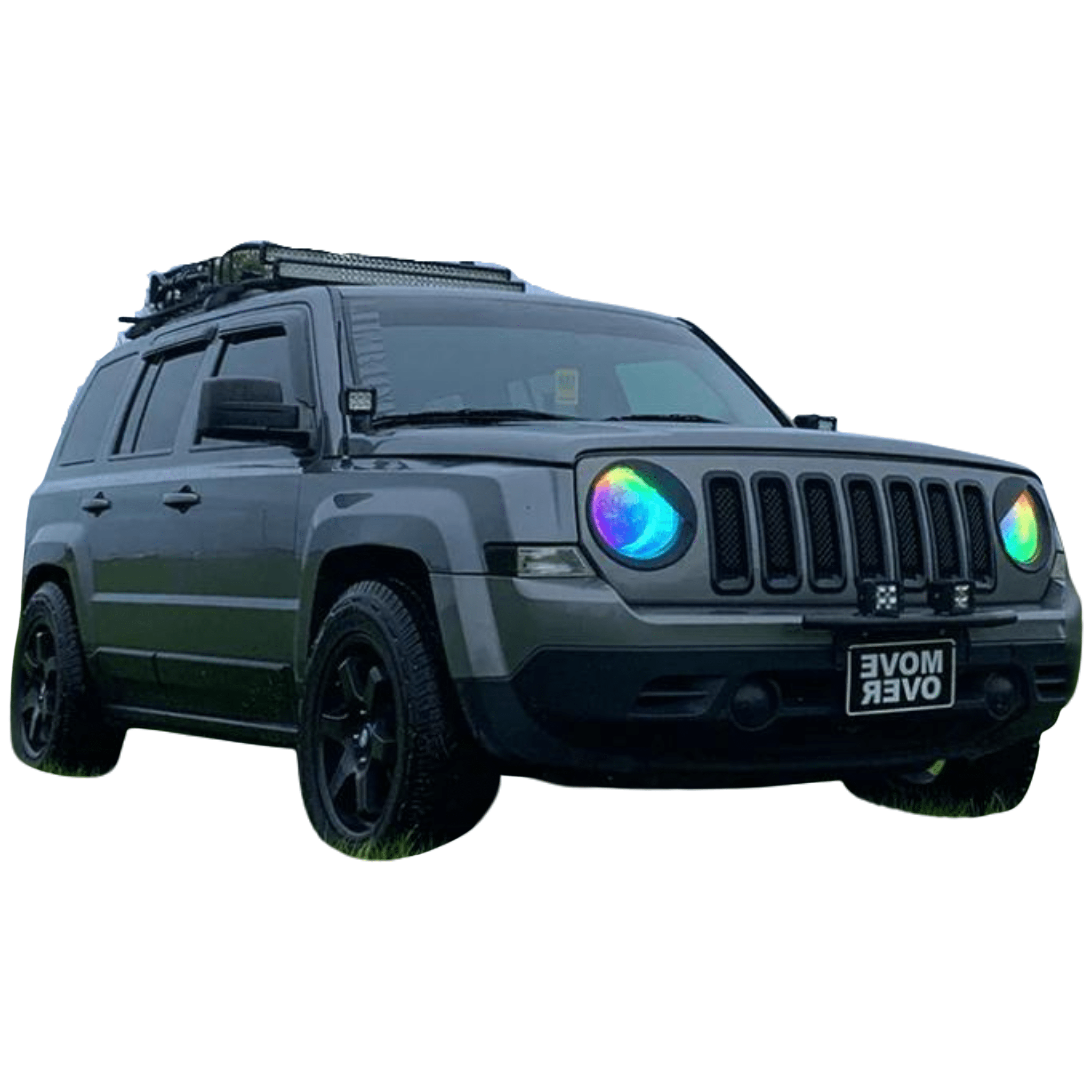 2007-2017 Jeep Patriot Multicolor Halo Kit - RGB Halo Kits Multicolor Flow Series Color Chasing RGBWA LED headlight kit Colorshift Oracle Lighting Trendz OneUpLighting Morimoto theretrofitsource AutoLEDTech Diode Dynamics
