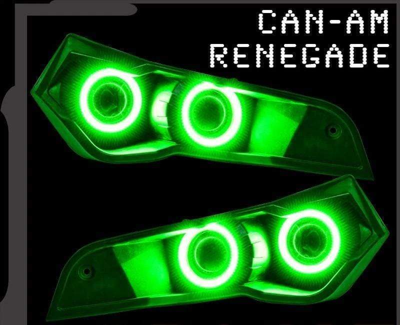 2007-2019 Can-Am Renegade Headlight Multicolor Halo Kit - RGB Halo Kits Multicolor Flow Series Color Chasing RGBWA LED headlight kit Colorshift Oracle Lighting Trendz OneUpLighting Morimoto theretrofitsource AutoLEDTech Diode Dynamics