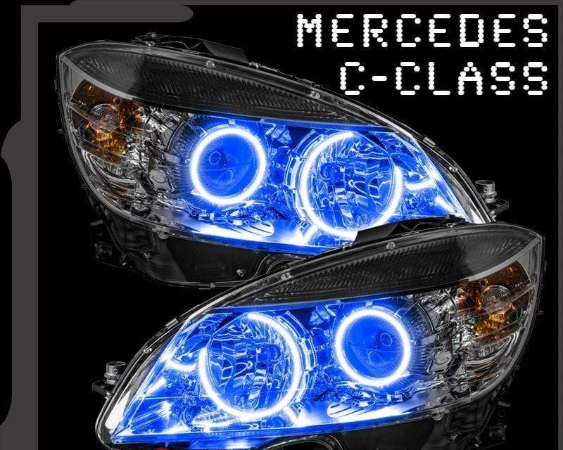 2008-2011 Mercedes C-Class C250 C300 C350 Multicolor Halo Kit - RGB Halo Kits Multicolor Flow Series Color Chasing RGBWA LED headlight kit Colorshift Oracle Lighting Trendz OneUpLighting Morimoto theretrofitsource AutoLEDTech Diode Dynamics