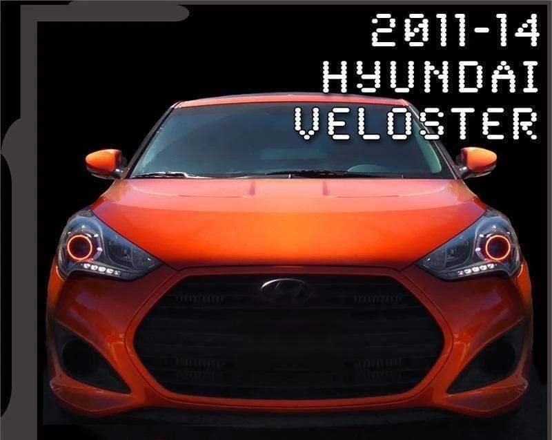 2011-2014 Hyundai Veloster Multicolor Halo Kit - RGB Halo Kits Multicolor Flow Series Color Chasing RGBWA LED headlight kit Colorshift Oracle Lighting Trendz OneUpLighting Morimoto theretrofitsource AutoLEDTech Diode Dynamics