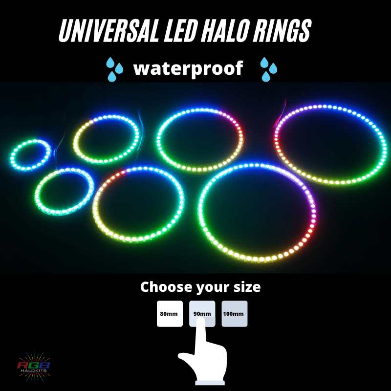 Waterproof LED Multicolor Halo Rings - RGB Halo Kits Multicolor Flow Series Color Chasing RGBWA LED headlight kit Oracle Lighting Trendz OneUpLighting Morimoto theretrofitsource AutoLEDTech Diode Dynamics
