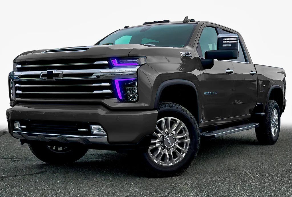 2020-2023 Chevrolet Silverado HD 2500/3500 RGBW DRL Boards - RGB Halo Kits Multicolor Flow Series Color Chasing RGBWA LED headlight kit Oracle Lighting Trendz OneUpLighting Morimoto theretrofitsource AutoLEDTech Diode Dynamics